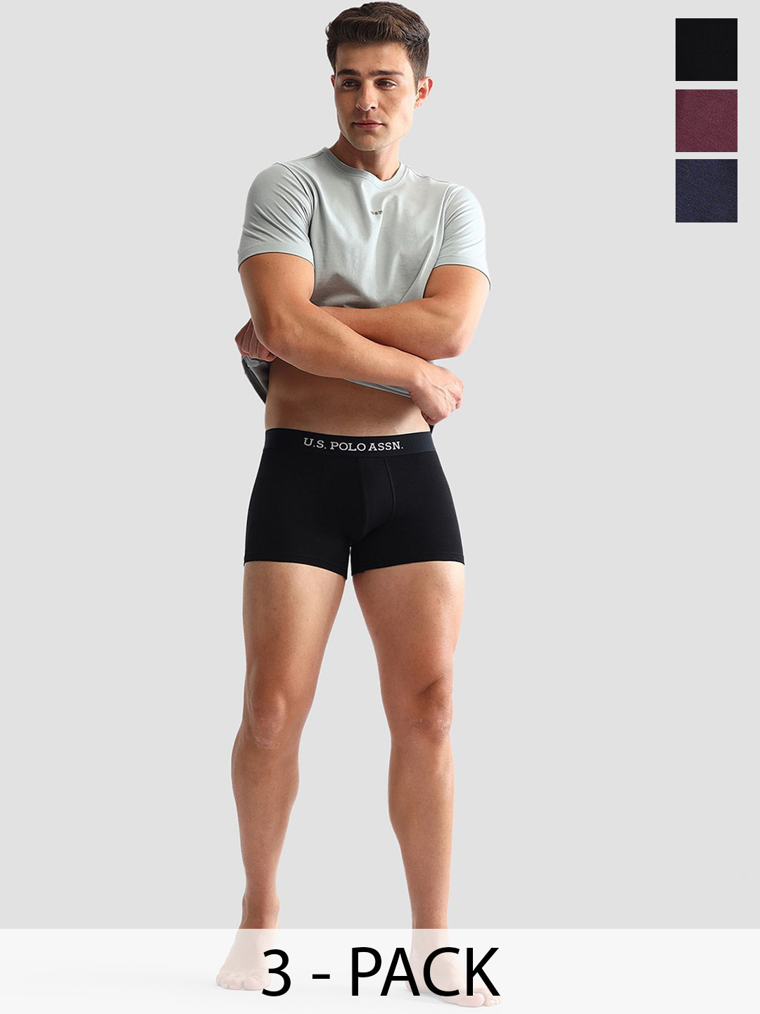 U.S. Polo Assn. Men Pack Of 3 Anti-Microbial Underwear Trunks - OET13-ZNM-P3