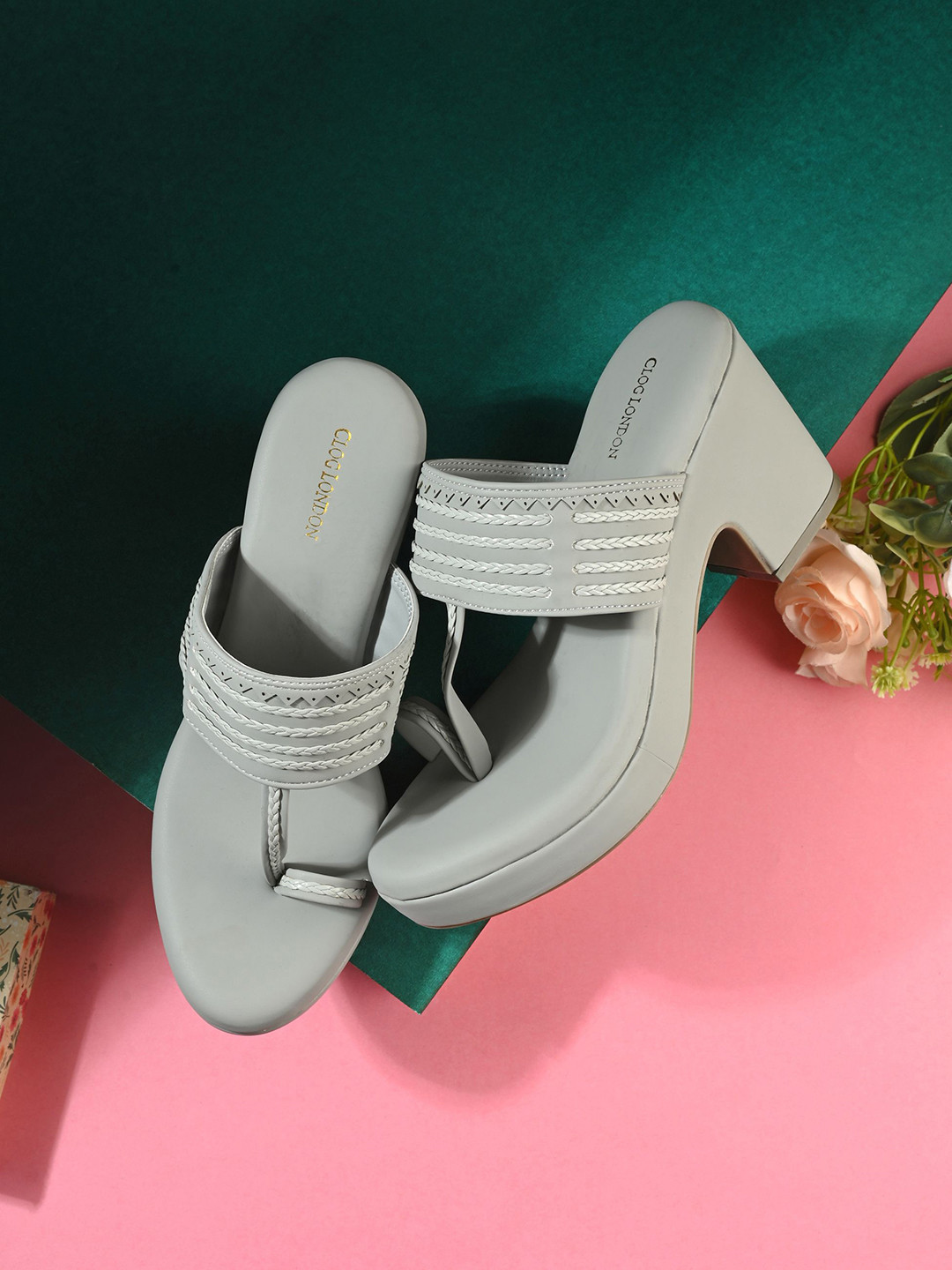 CLOG LONDON Women Woven Design Block Sandals