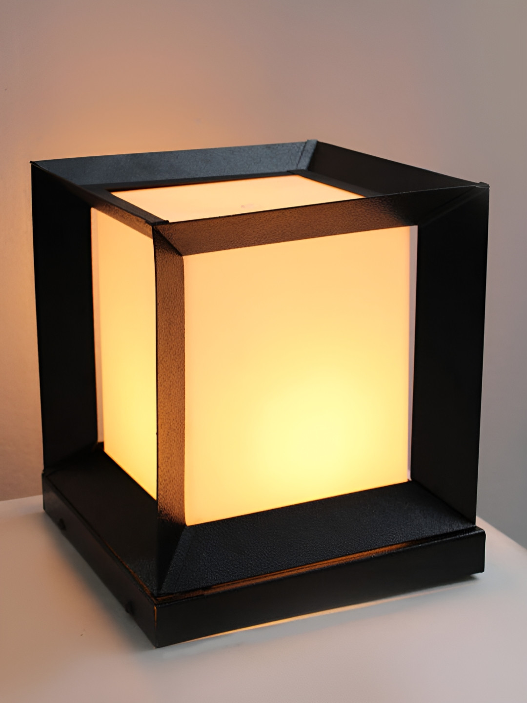 SHREE KALA HOME DECOR Black Metal Traditional Square Shaped Wall Lamp