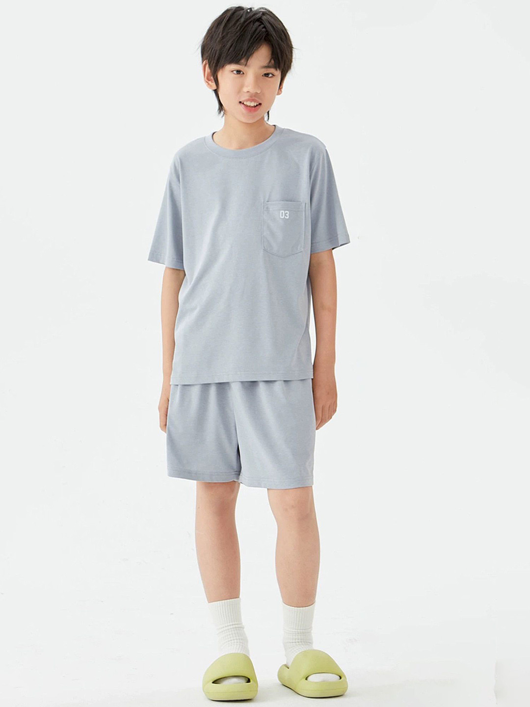 LULU & SKY Kids-Unisex Night suit DK23S141-ICE GRAY-ICE GRAY