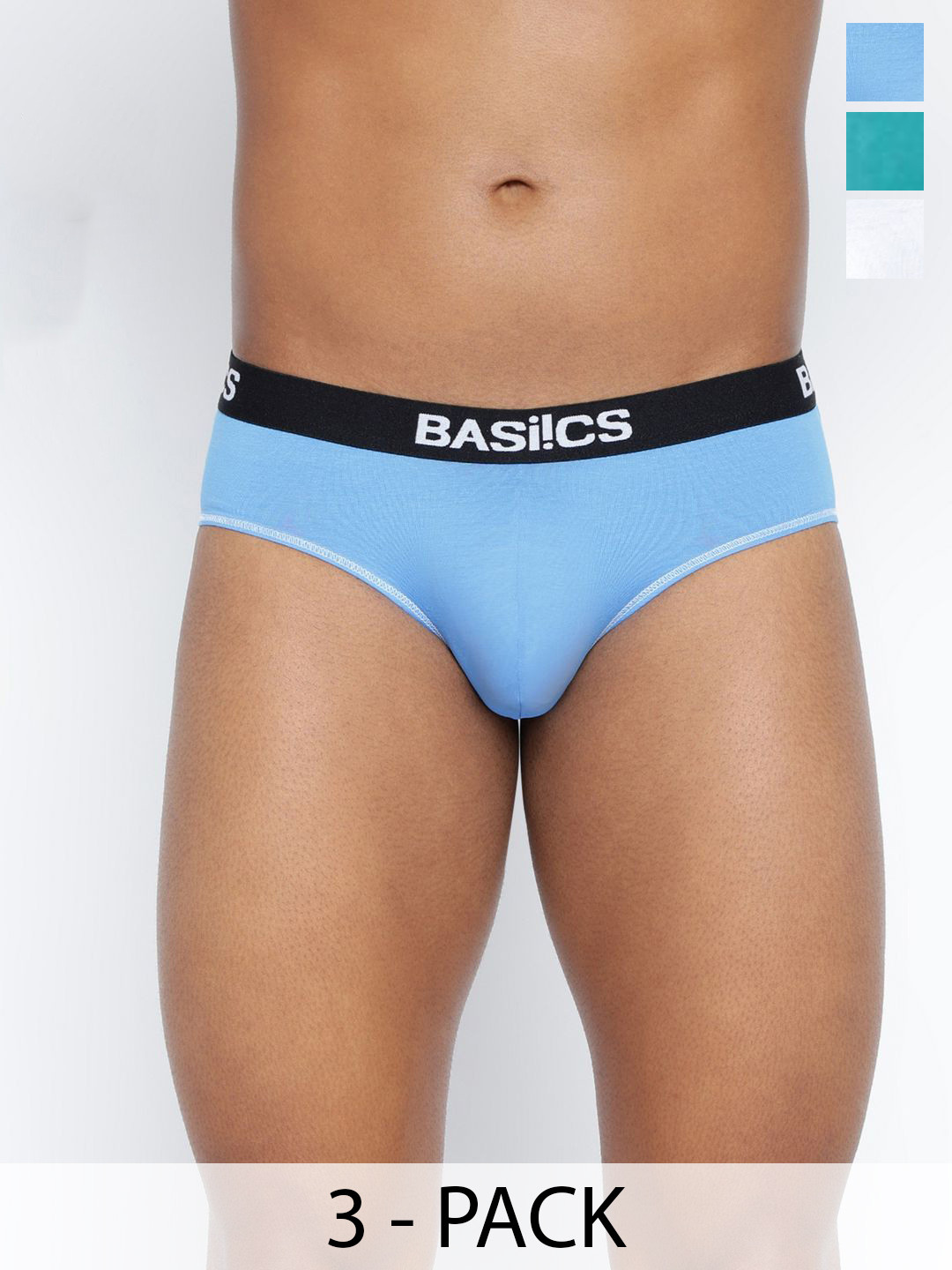 BASIICS by La Intimo Pack Of 3Thigh High Low Rise Basic Briefs - IBCSBR040C145