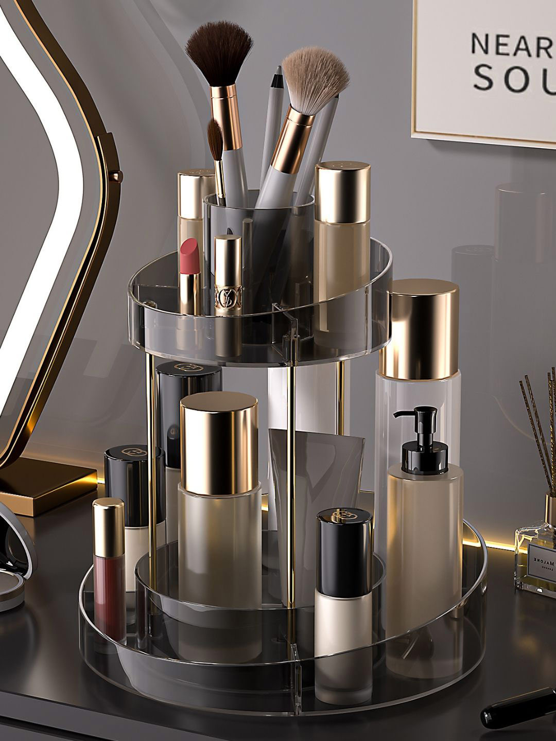 Mason Home Grey Regular Makeup Organiser