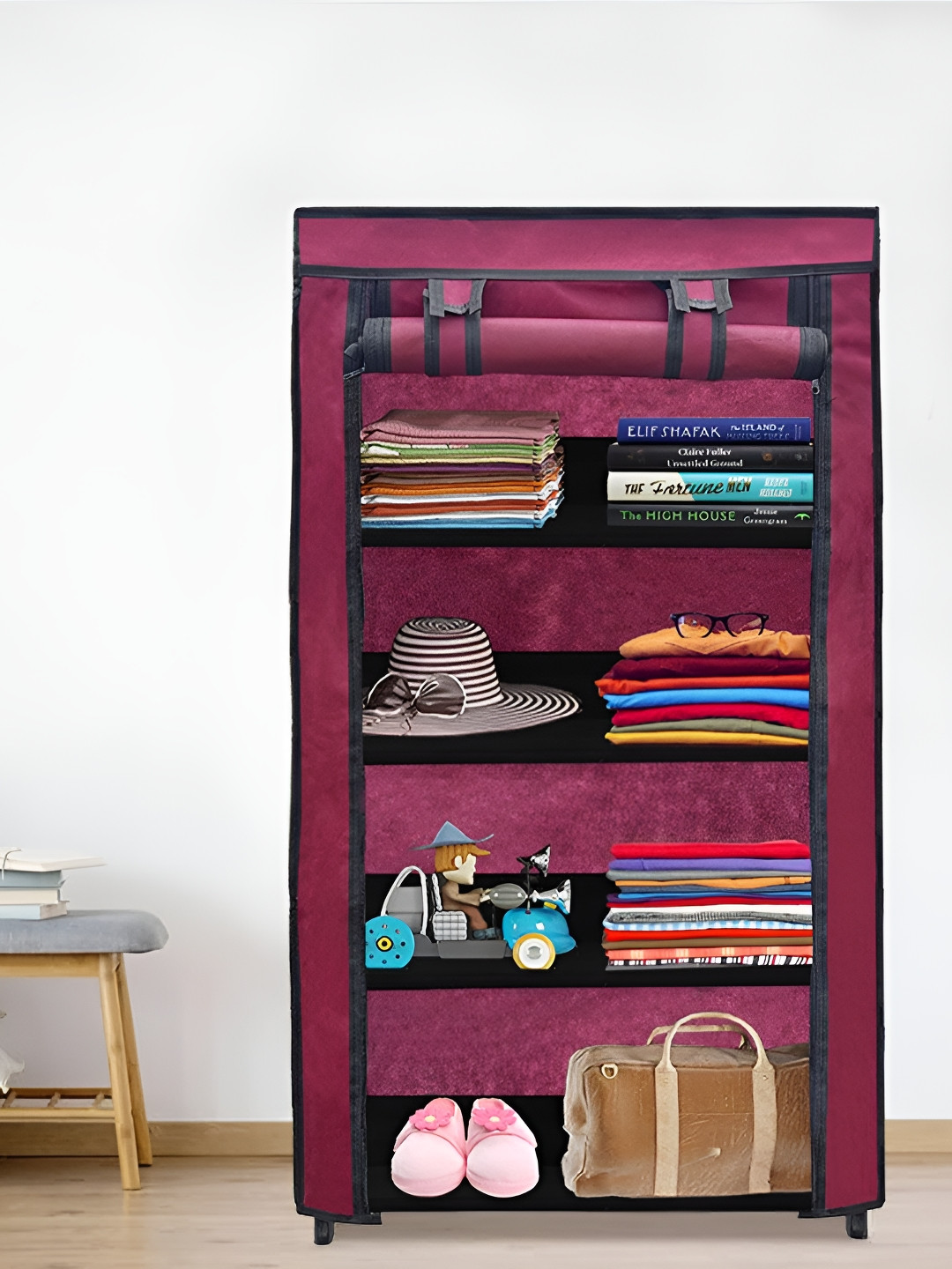 Rmerchants Maroon & Black Waterproof 4 Layer Rack