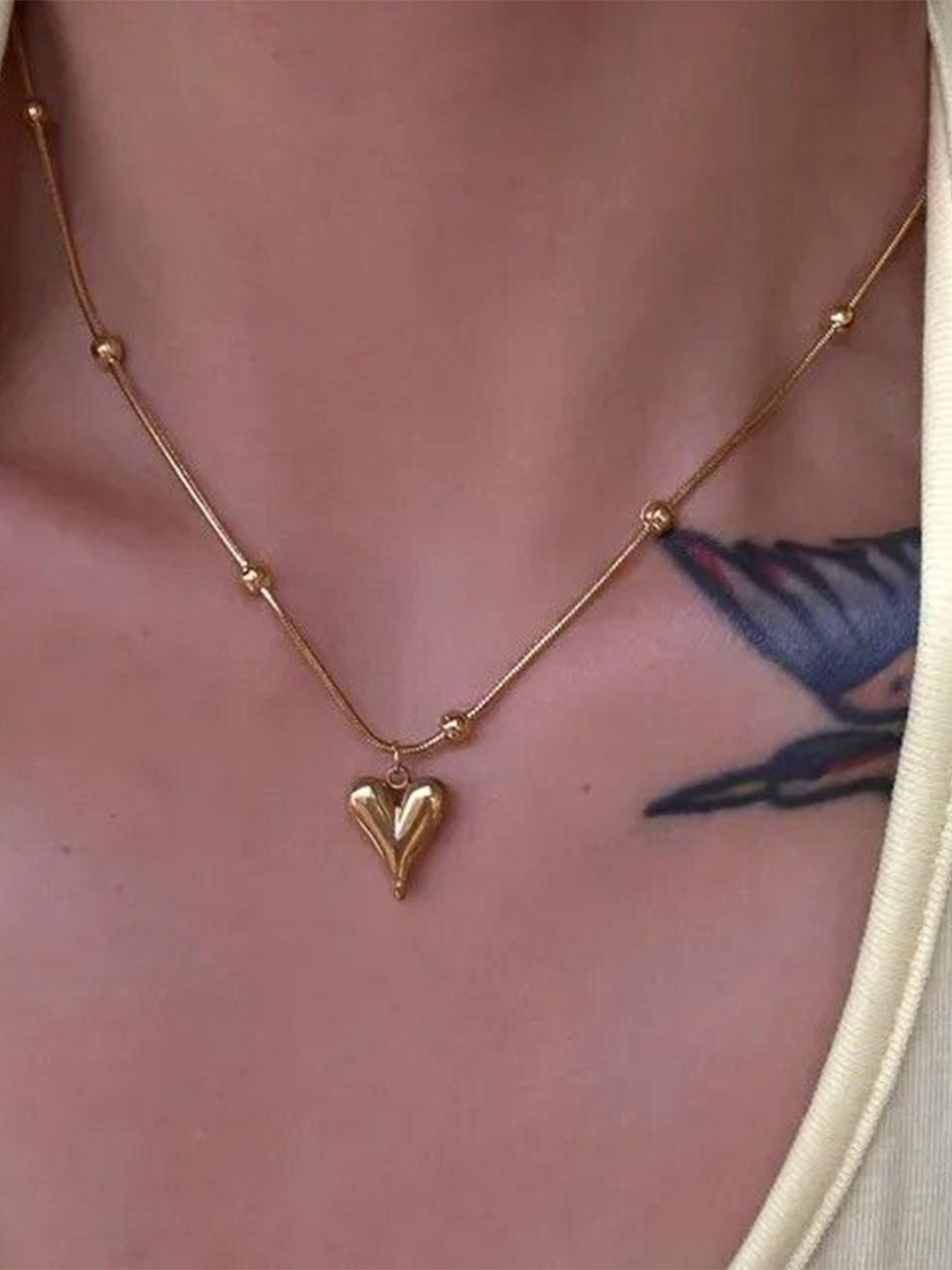 Aviksha Creations Heart Pendant Necklace 18K Gold Plated