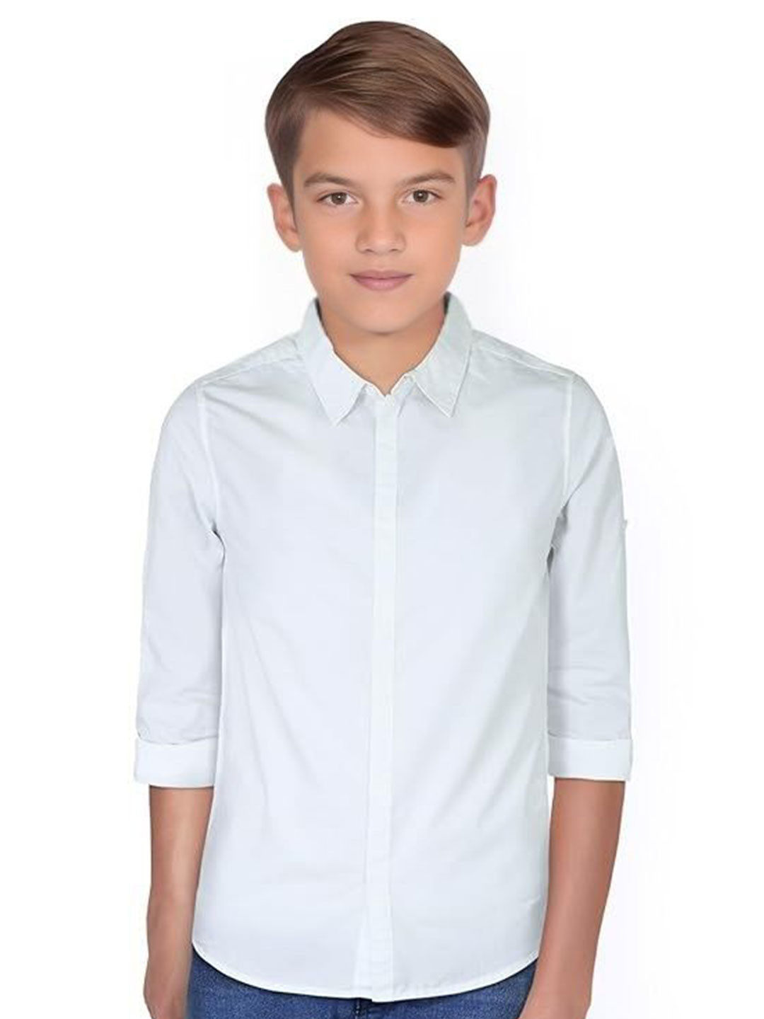 Eliq Boys Comfort Fit Spread Collar Solid Cotton Formal Shirt