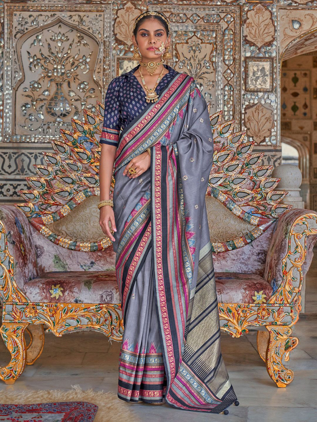 Anouk Ethnic Motifs Sungudi Saree