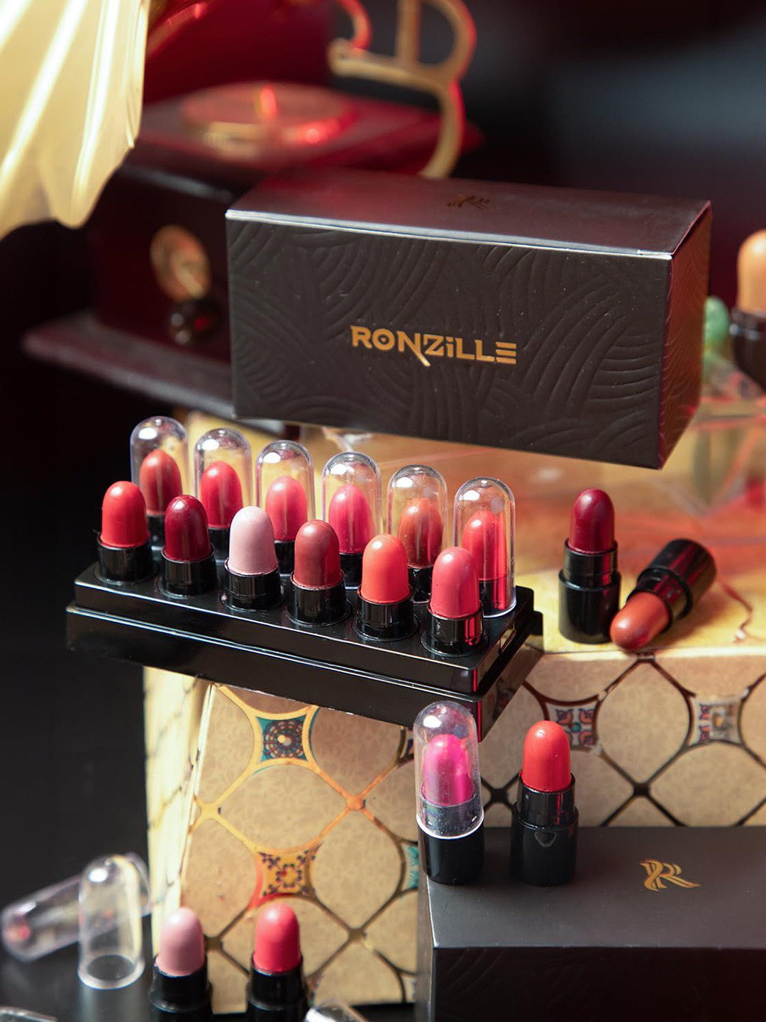 Ronzille Set Of 12 Long Lasting Mini Bullet Lipstick - 1 g each - Shade B