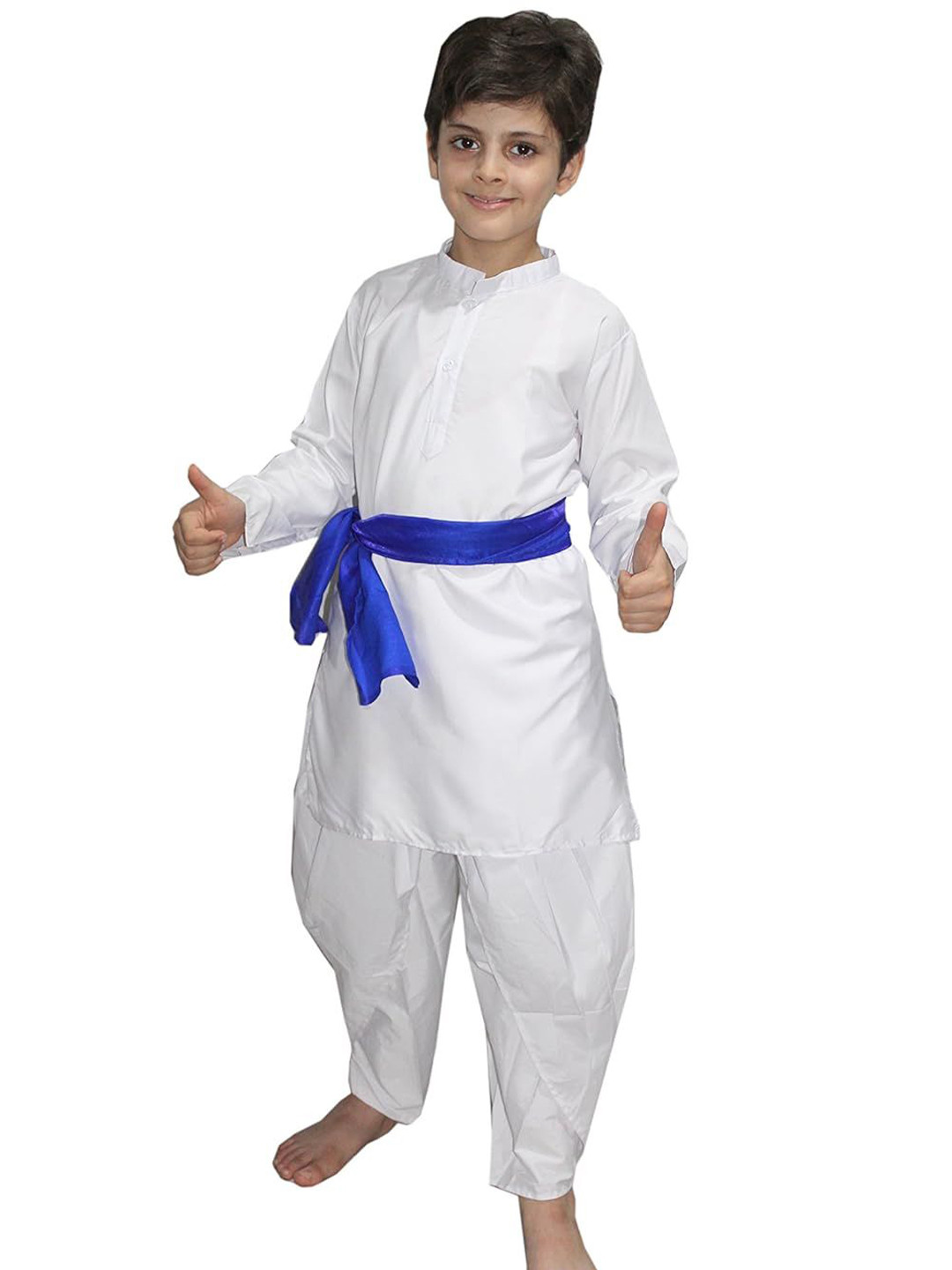 Kaku Fancy dresses Boys Haryanvi Dance White Kurta Costume Kurta With Dhoti Pant & Stole