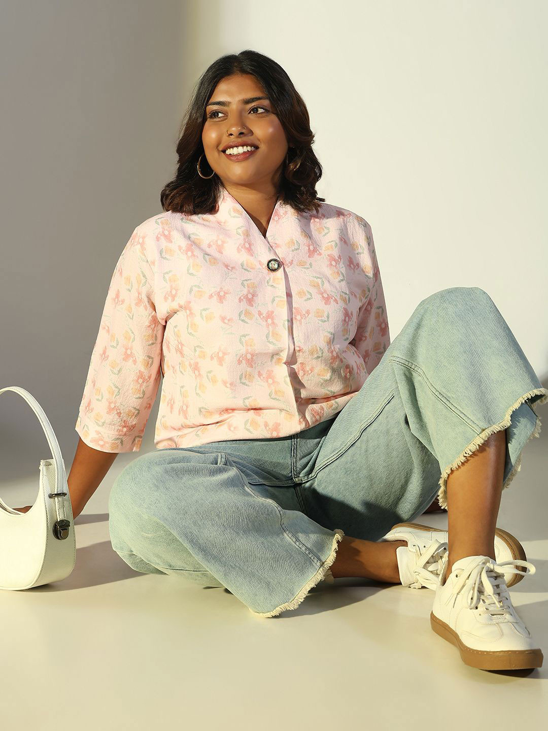 SHOWOFF Women Plus Size Floral Print Shirt Style Top