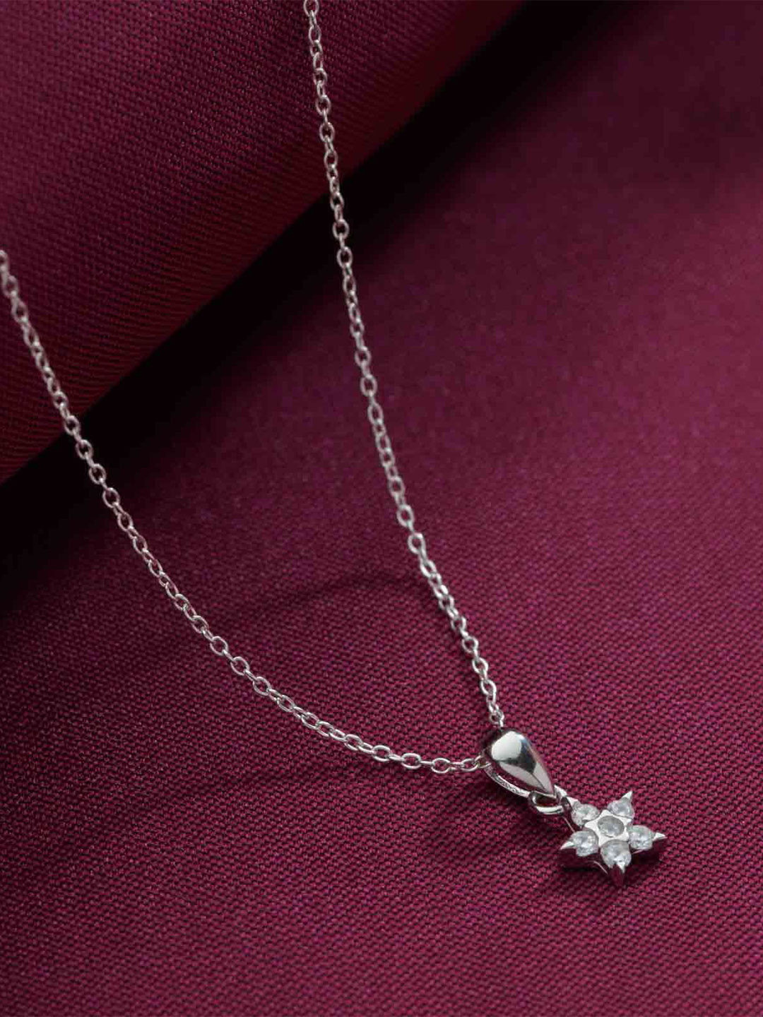 Gargi by P. N. Gadgil & Sons 925 Sterling Silver Stone Studded Charm Pendant With Chain