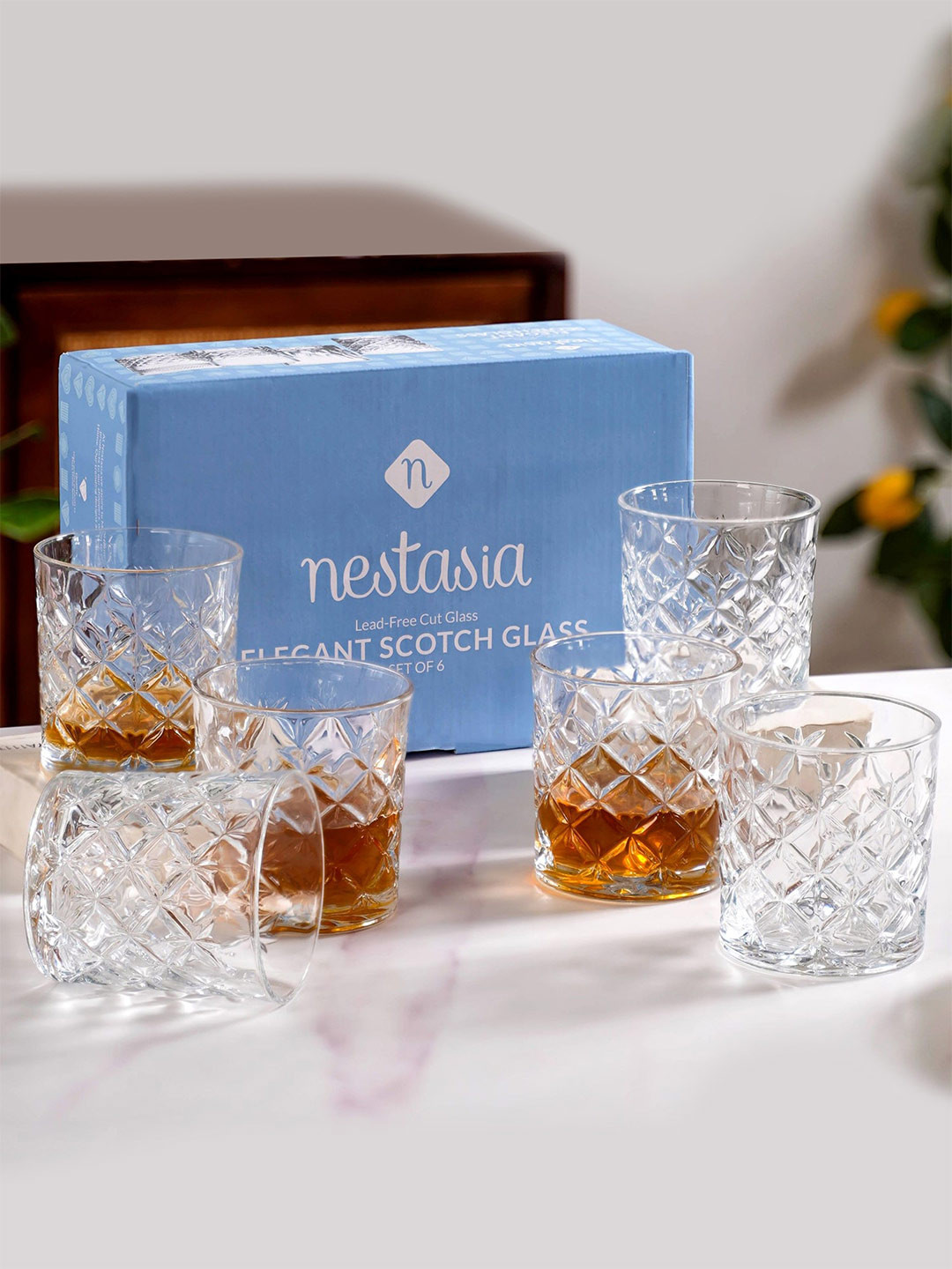 Nestasia 6 Pieces Transparent Luxury Whiskey Glass 350 ml each