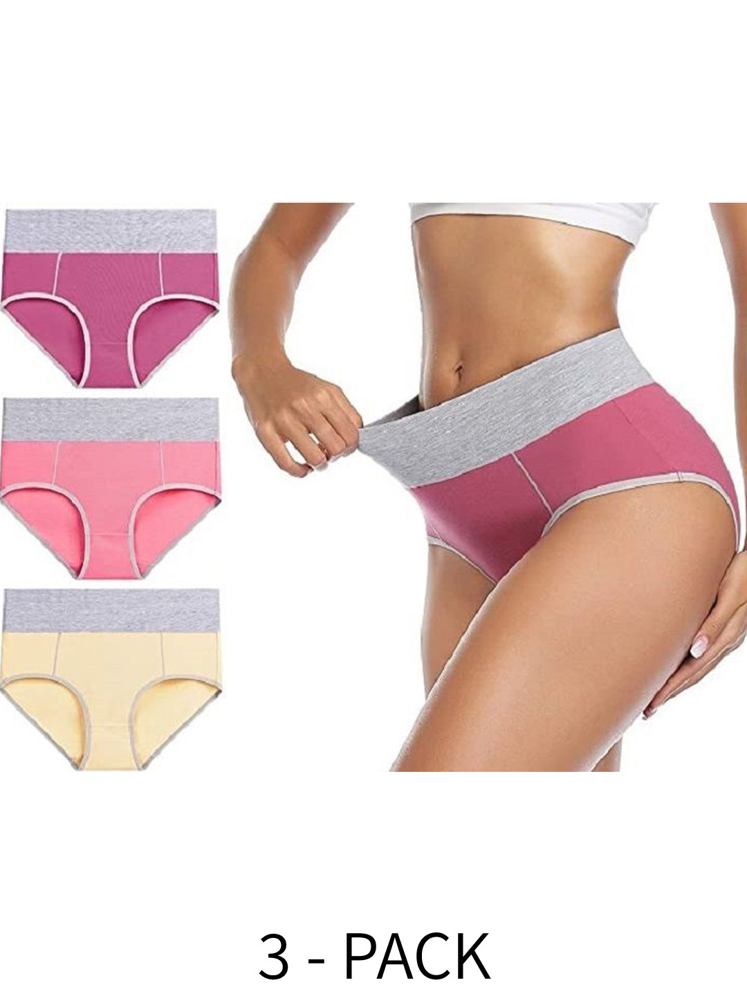 Diving Deep Women Pack of 3 Cotton Assorted Plus Size Hipster Briefs