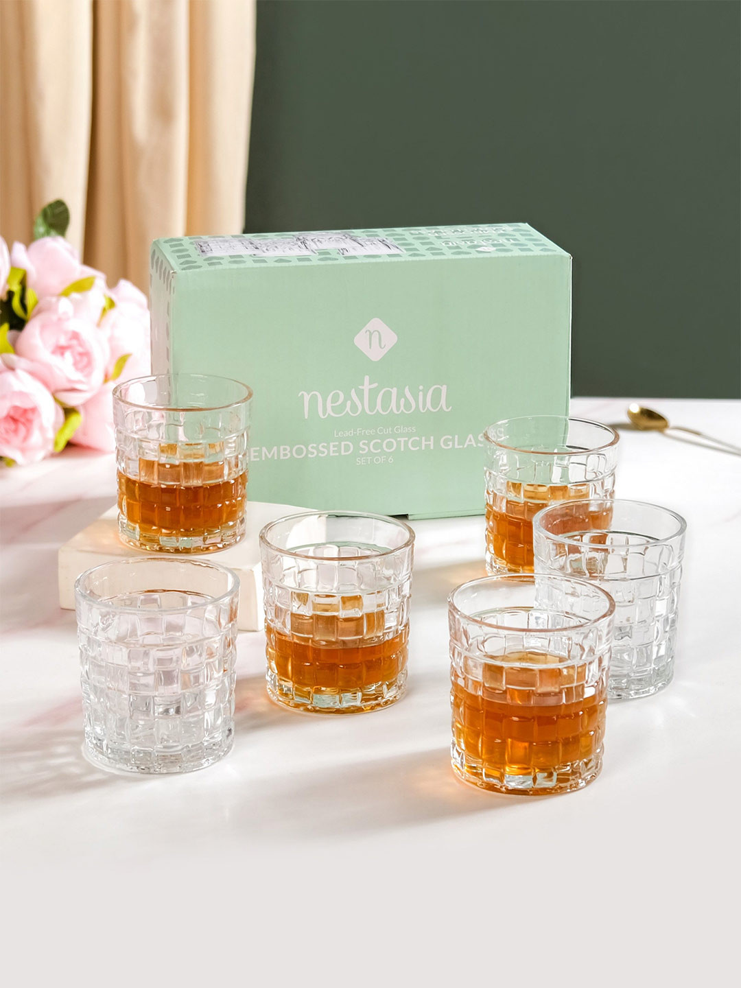 Nestasia 6 Pieces Transparent Whiskey Rocks Glass 240ml each