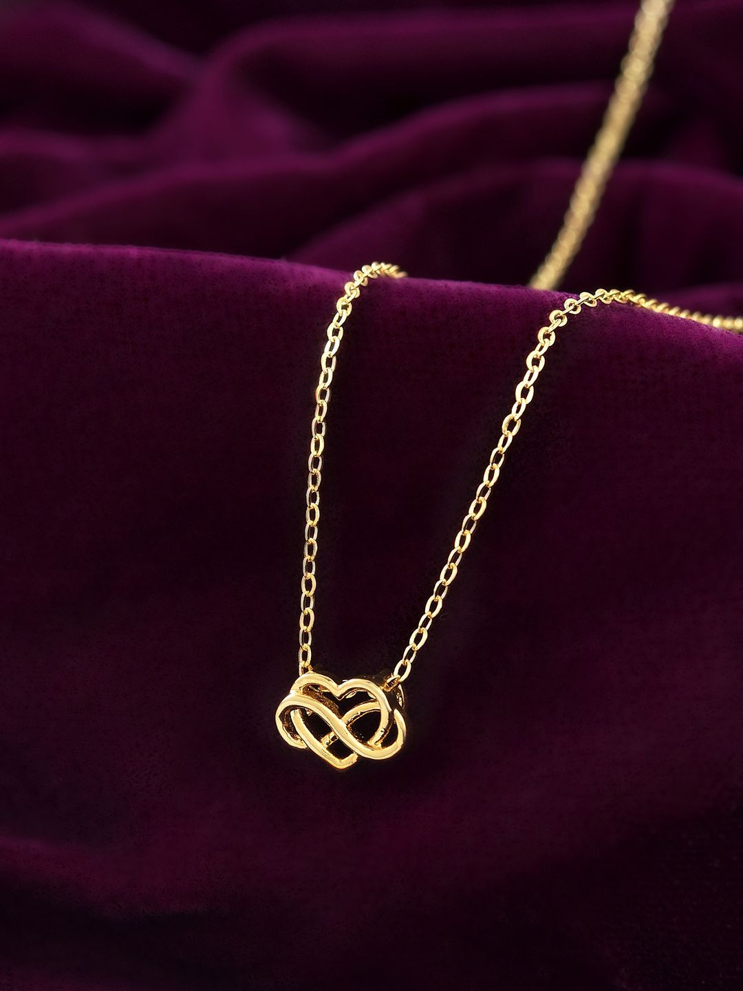 Voylla Gold-Plated Valentine's Day Tied To My Heart Shaped Pendant With Chain