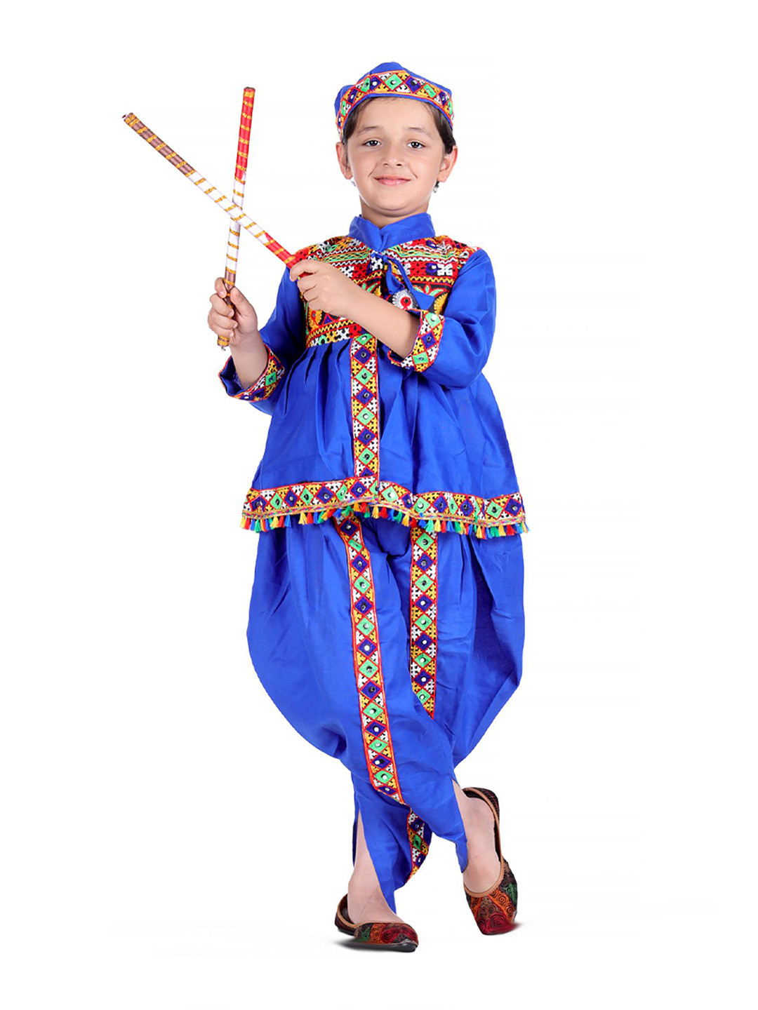 itsmycostume Boys Gujrati kedia Pure Cotton Costume Set Kurta With Dhoti Pant & Cap