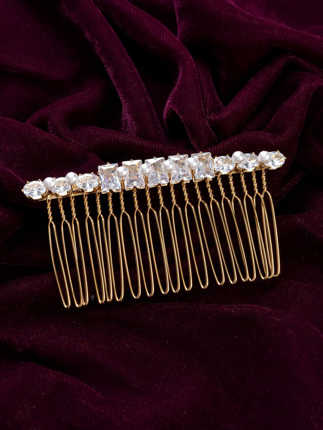 Voylla Royal Romance Viviana Gold-Plated Stones Studded Bun Pin Head Jewellery