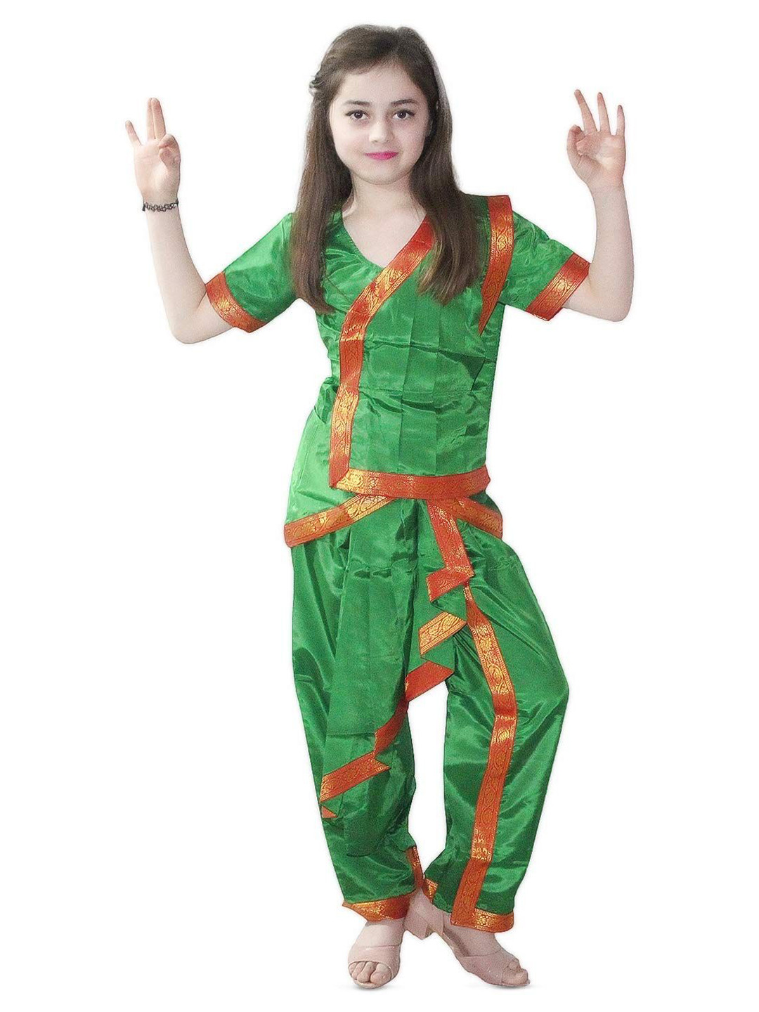 Kaku Fancy dresses Girls Ethnic Bharatnatyam Dance Costume Set