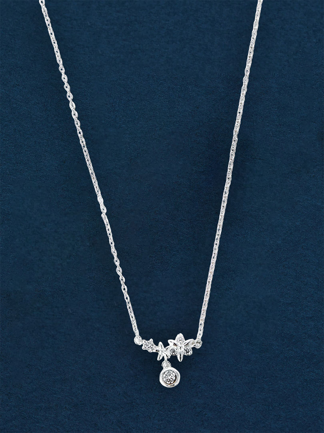 Accessorize Sterling Silver-Plated CZ-Stone Studded Anti Tarnish Flower Climber Chain