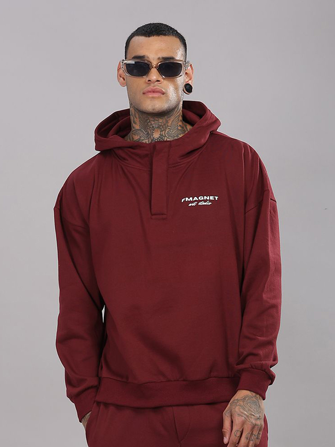 Fmagnet Clothing Unisex Merlot Triple Snap Hooded Sweatshirt