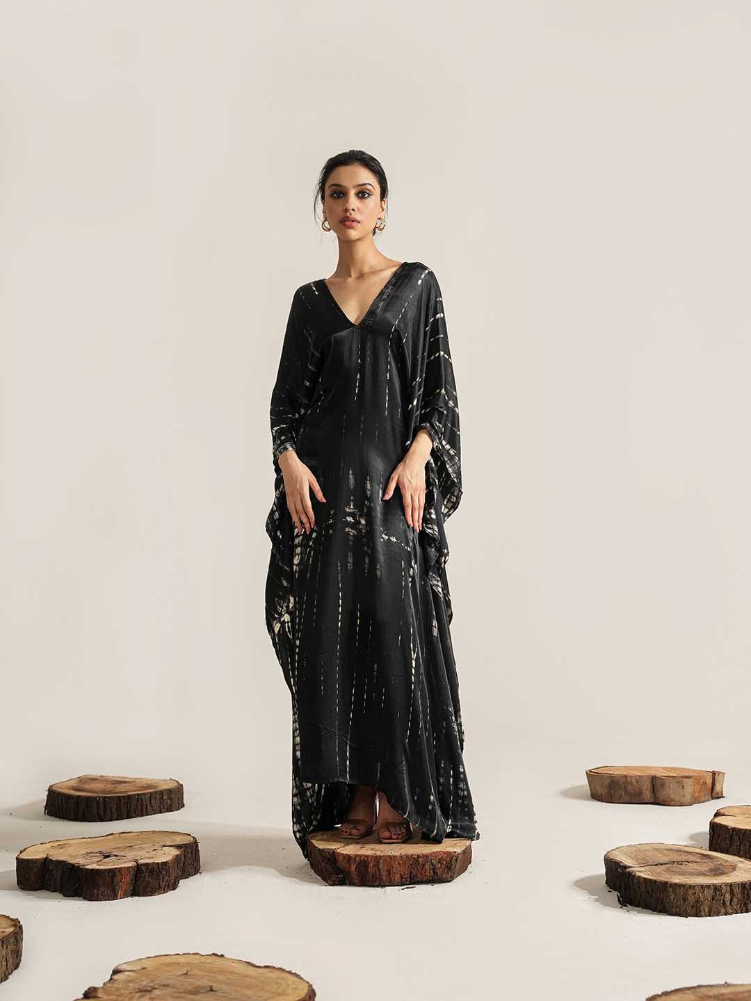 Dorabi Striped V-Neck Modal Kaftan Kurta