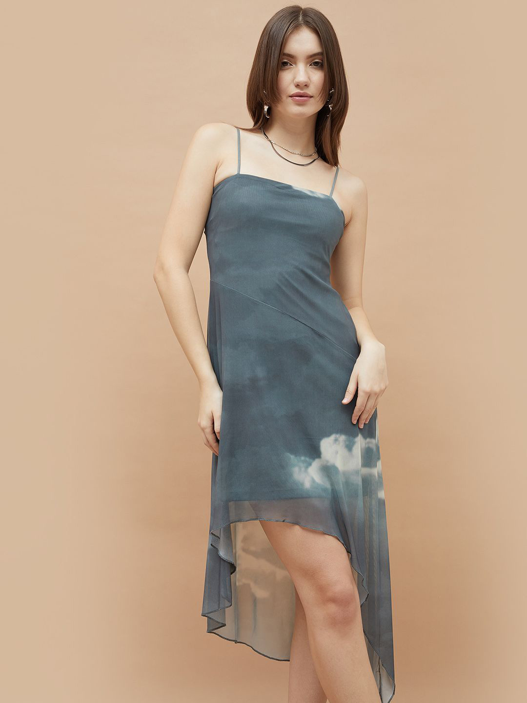 Ginger by Lifestyle Tie and Dye Print Off-Shoulder A-Line Dress