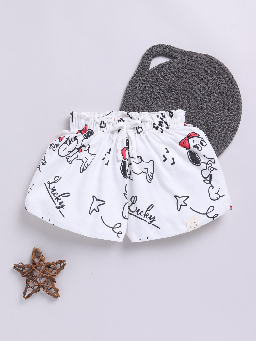 Happy Faces Kids Girls Snoopy Printed Pure Cotton Shorts
