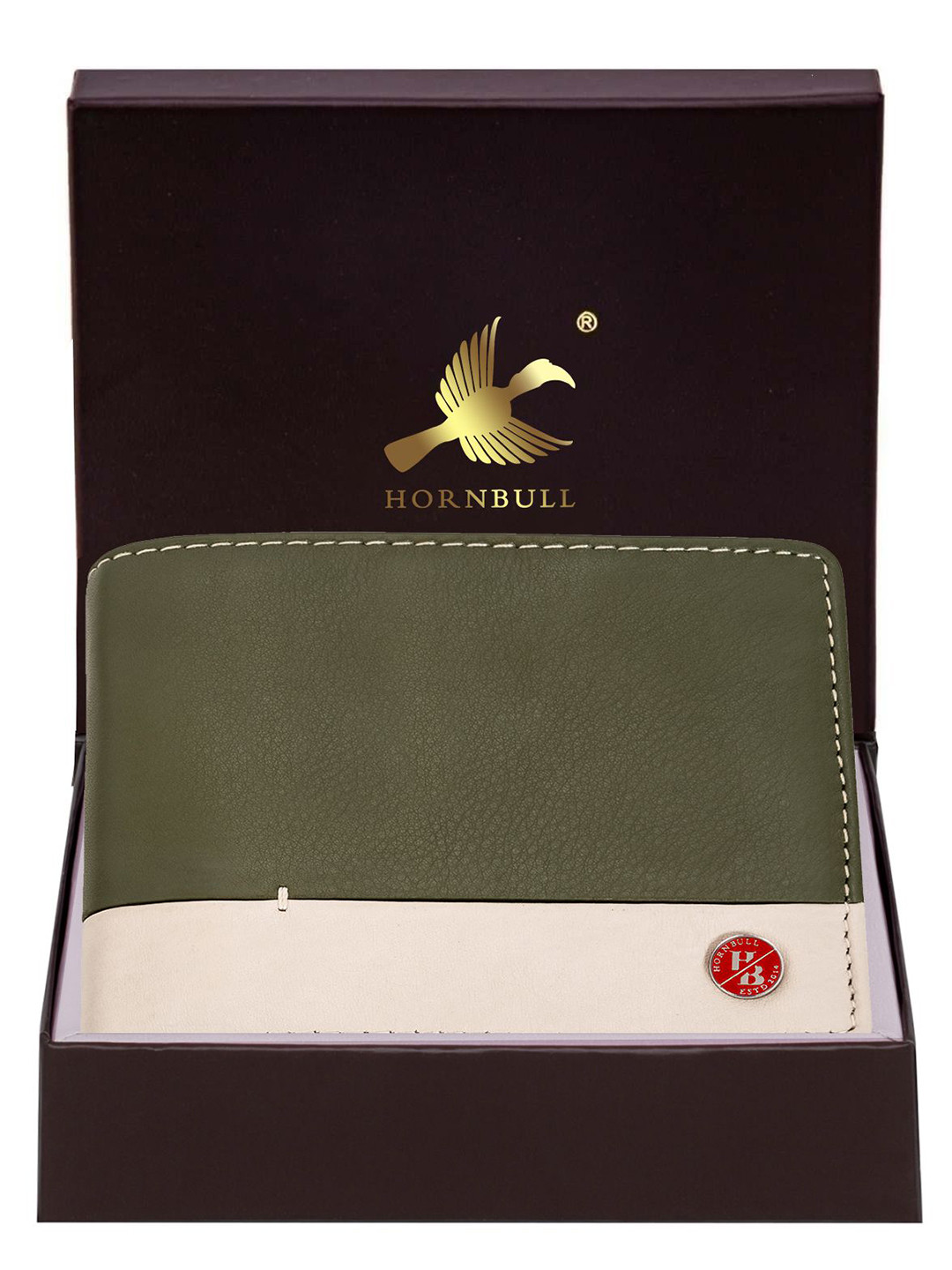 Hornbull Jackson Green RFID Protected Genuine Leather Two Fold Wallet