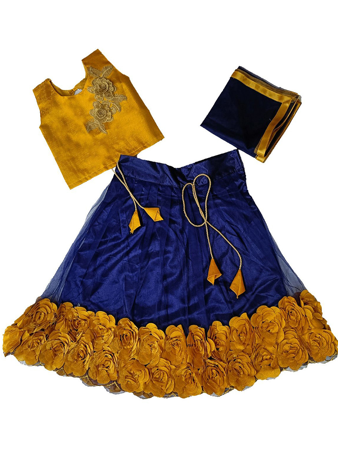 NAJARA FASHION Girls Embroidered Ready to Wear Lehenga & Blouse With Dupatta