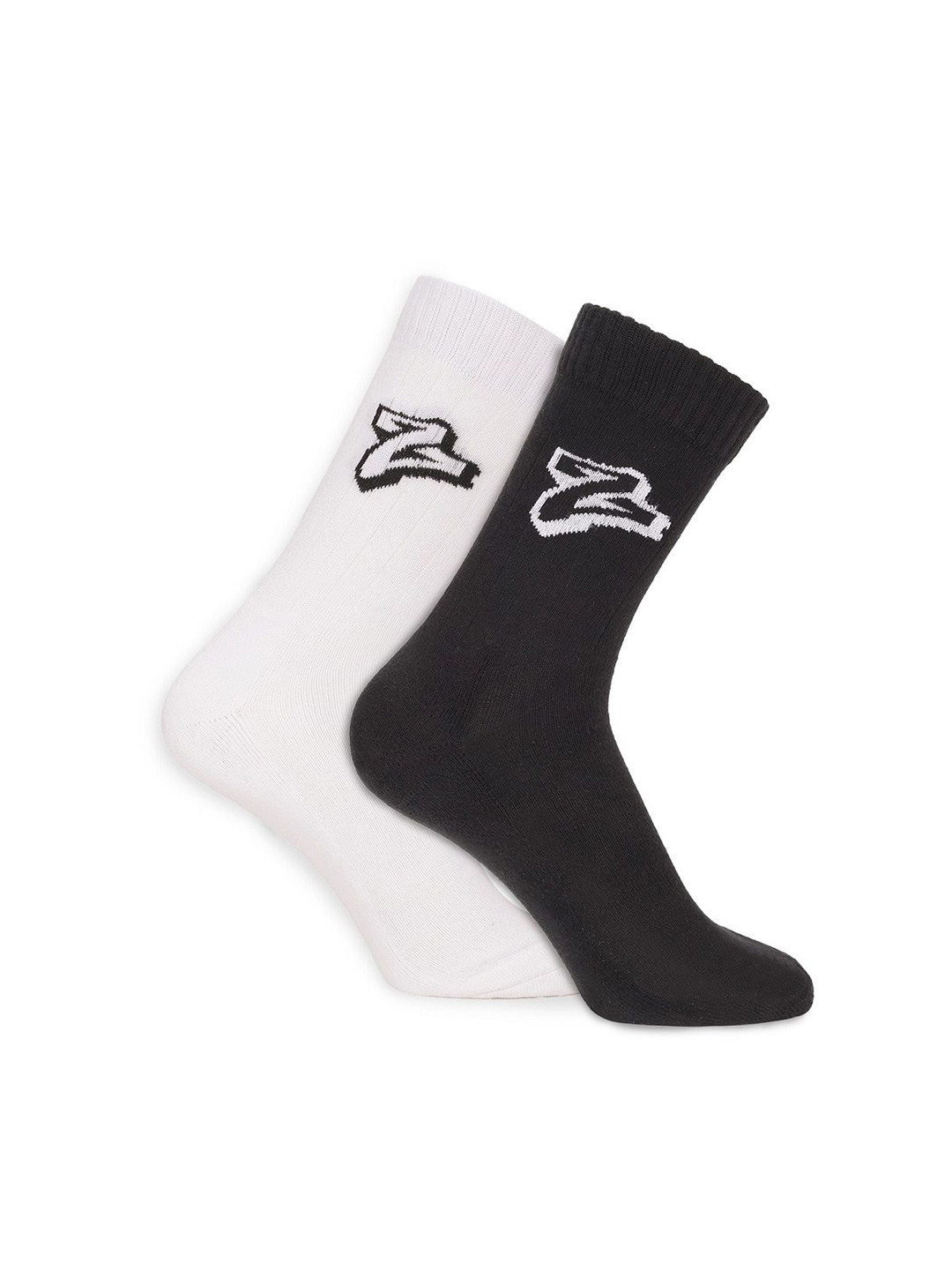 MuscleBlaze Unisex Pack Of 2 Z Crew Socks (Black & White)