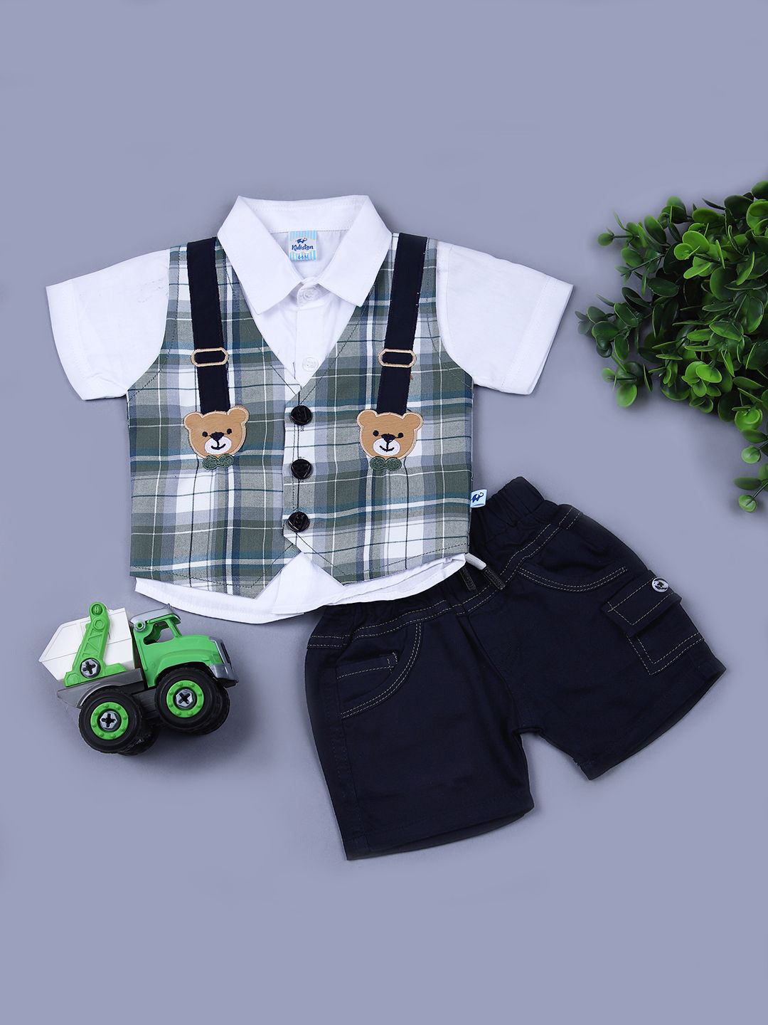 V-Mart Boys Short Sleeves Pure Cotton Shirt With Shorts