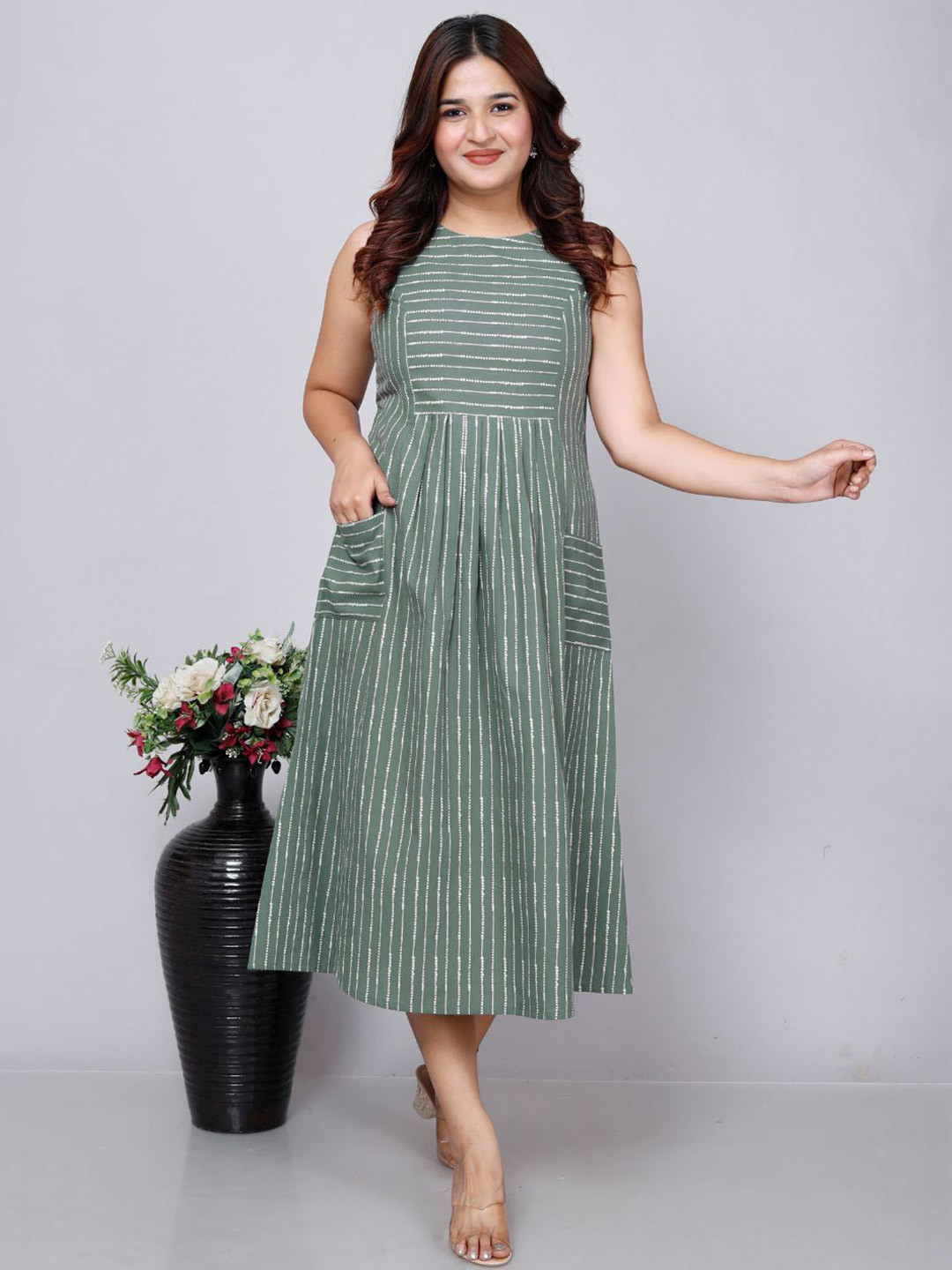 RAAKA Print Fit & Flare Midi Dress