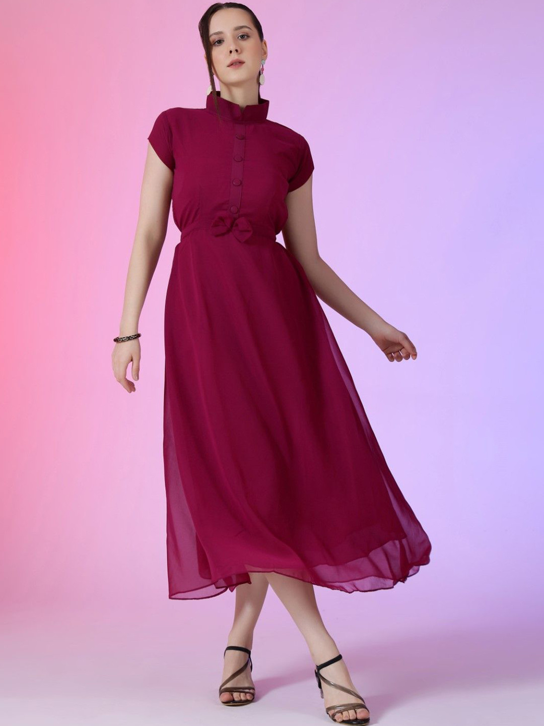 Jash Creation Georgette Fit & Flare Maxi Dress