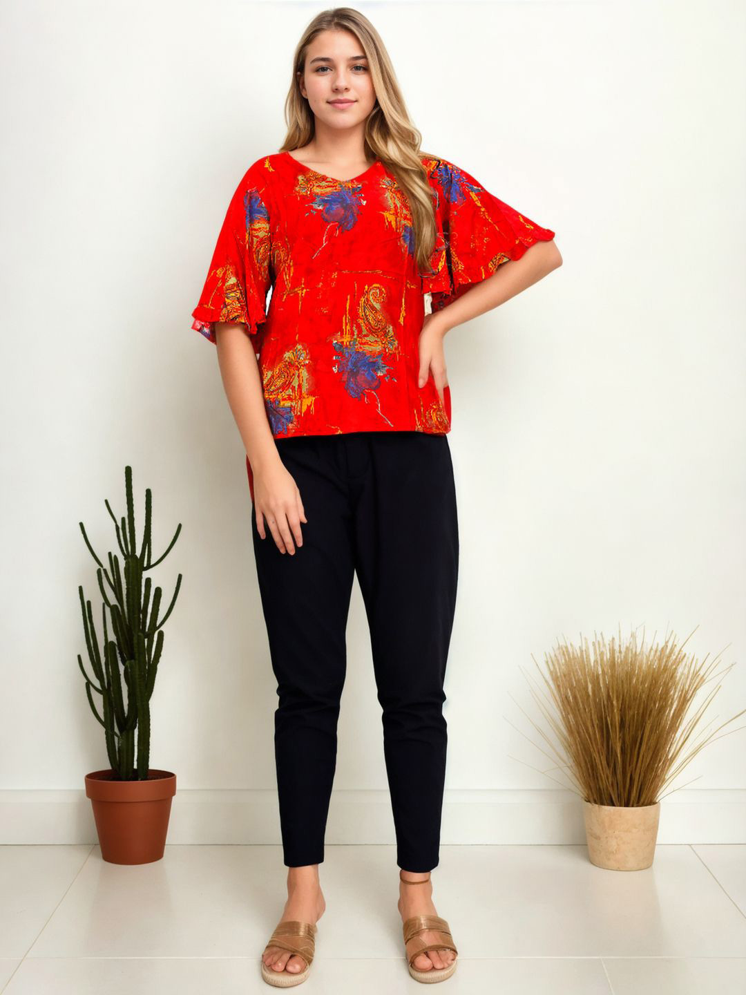 Bucciato Private Limited Printed Flared Sleeve Top