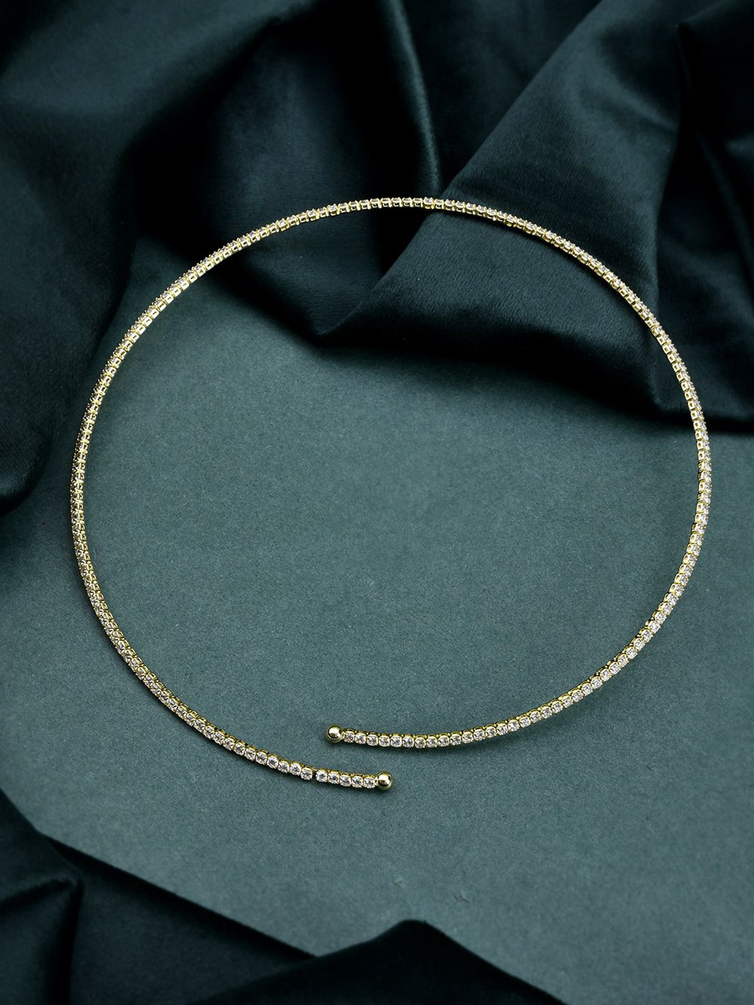 Voylla Timeless Sparkle Brass Gold-Plated Minimal Necklace