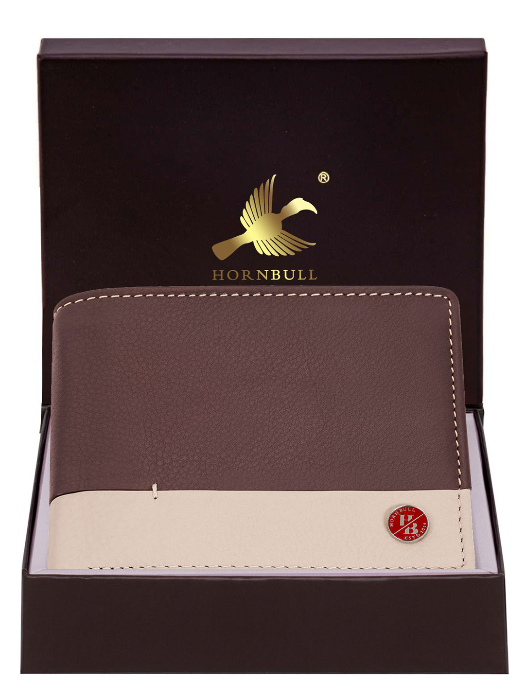 Hornbull Jackson Brown RFID Protected Genuine Leather Two Fold Wallet