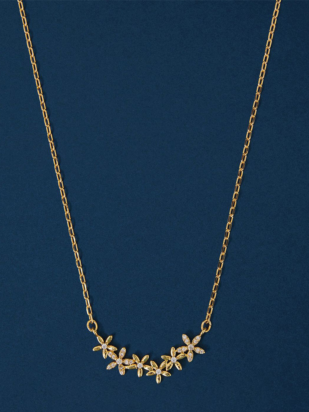Accessorize 14KT Gold-Plated Stone Studded Flower Climber Chain