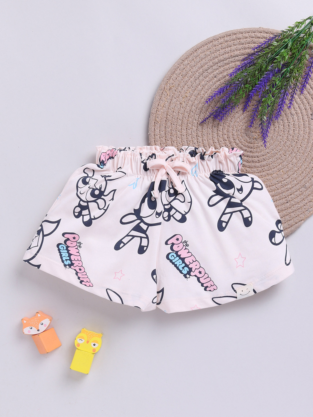 Happy Faces Kids Girls Powerpuff Girls Printed Pure Cotton Shorts