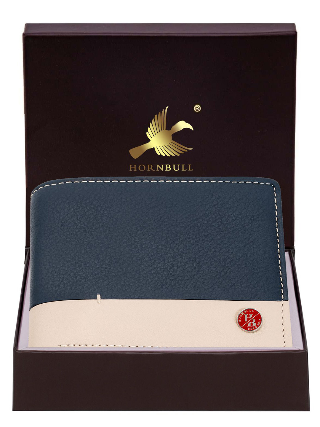 Hornbull Jackson Blue RFID Protected Genuine Leather Two Fold Wallet