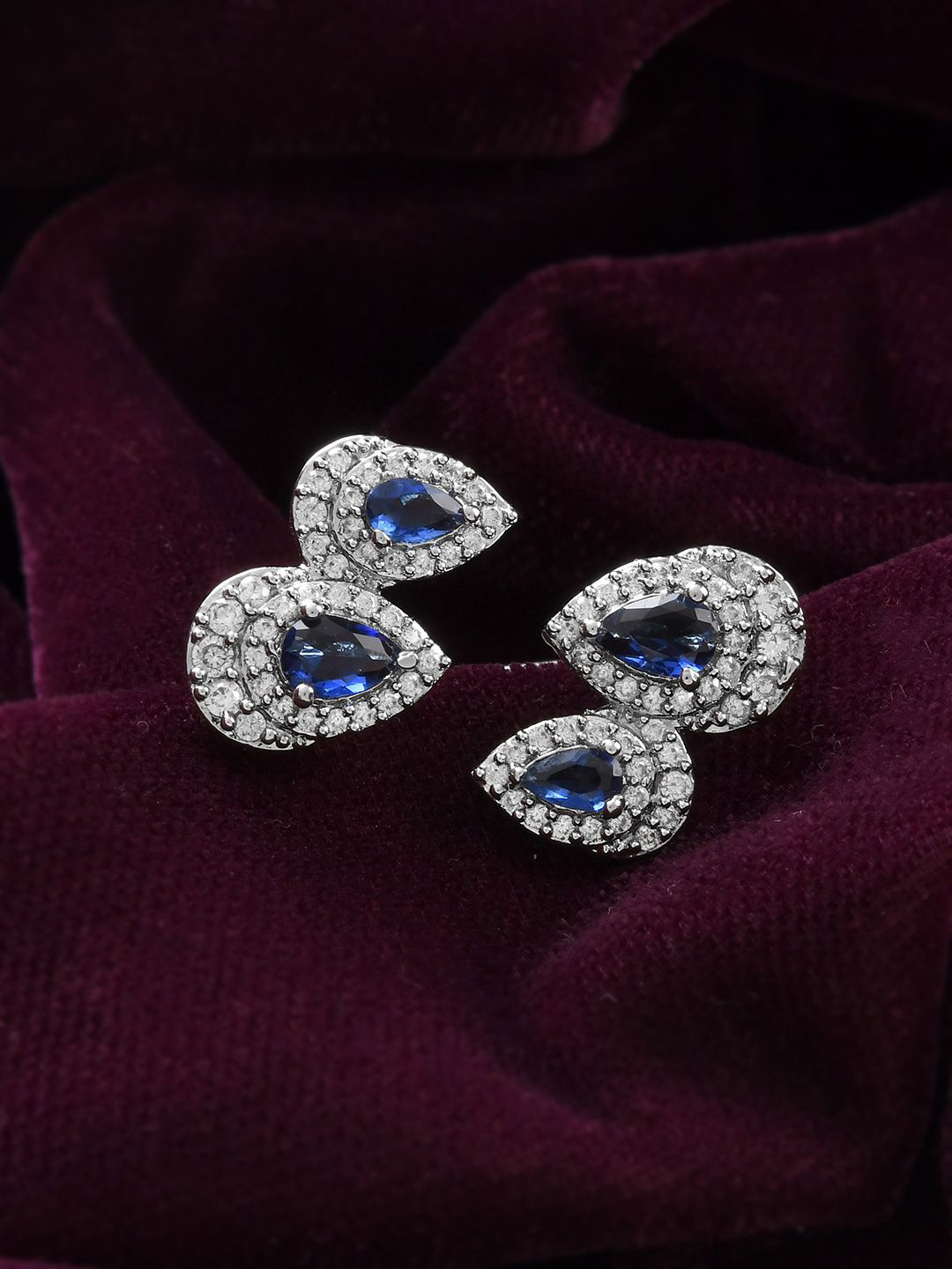 Voylla Rhodium-Plated AD Studded Royal Romance Elsa Front Open Ring