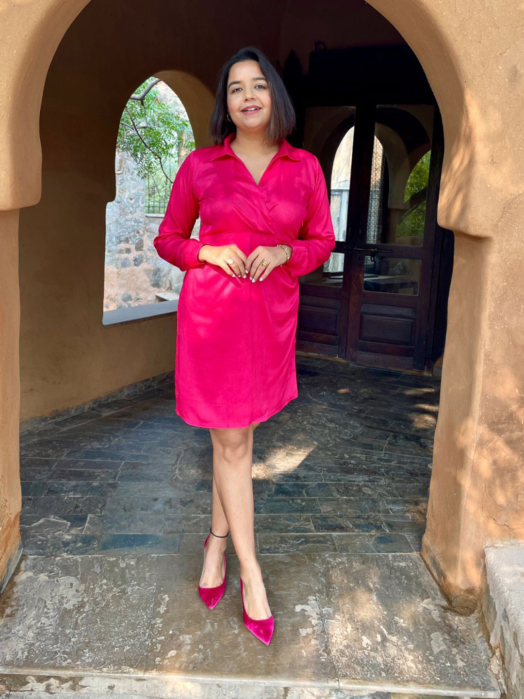 Label Tanvee Women Shirt Collar A-Line Dress