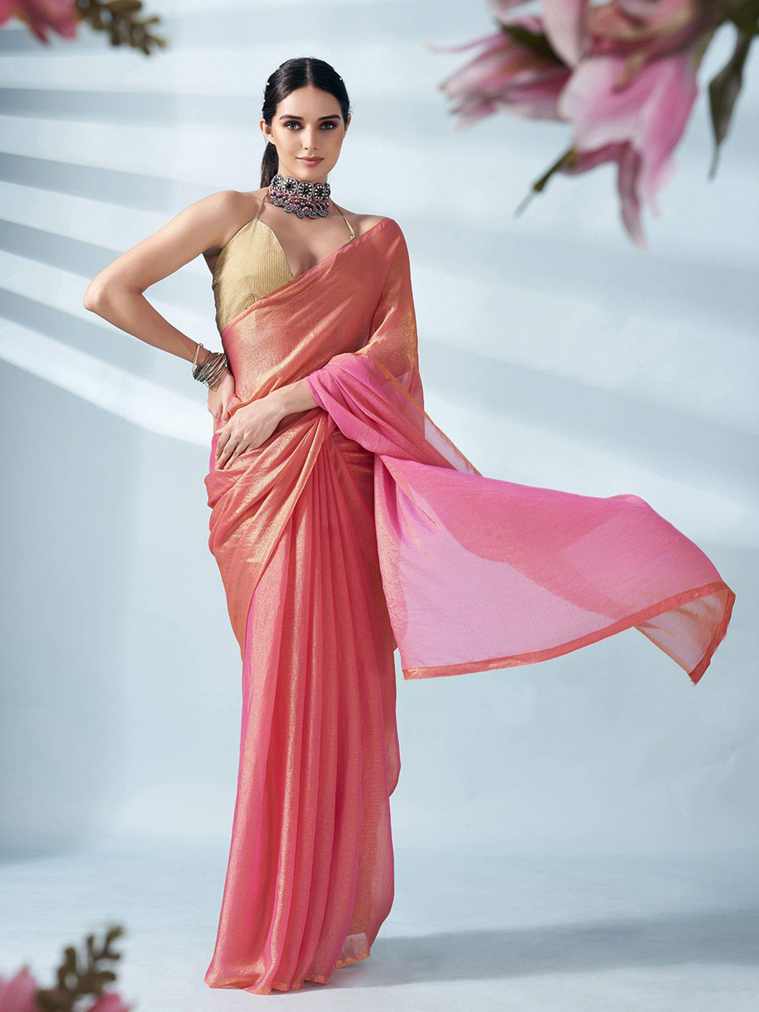 Mitera Solid/Plain Bollywood Saree