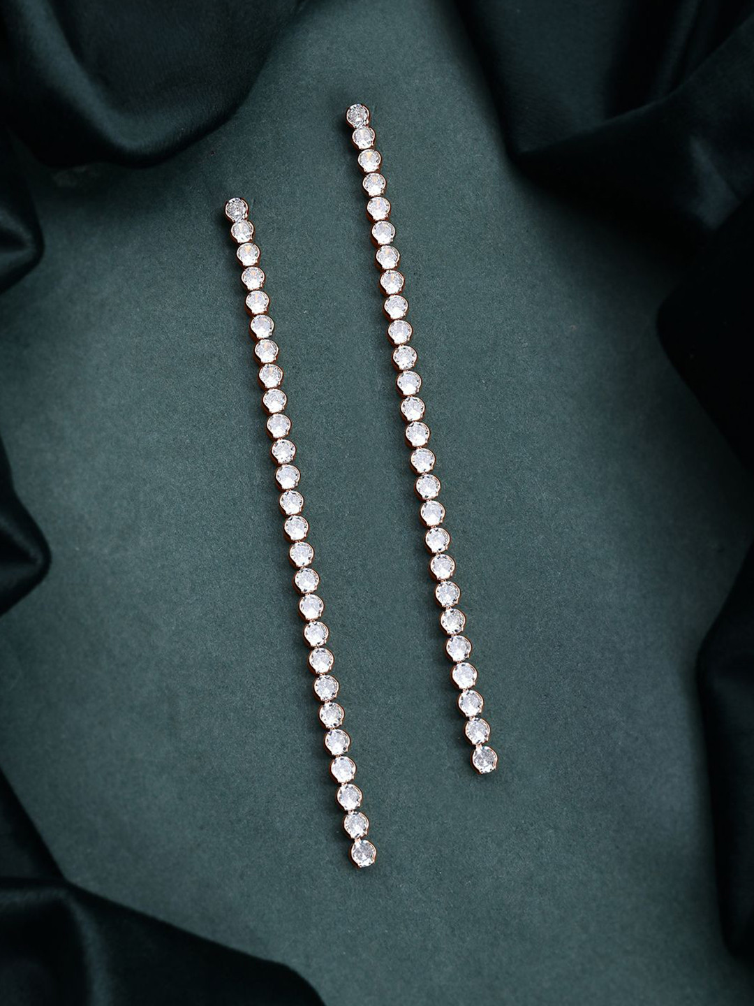 Voylla Timeless Sparkle Rose-Gold Plated Rhinestone Quirky Drop Earrings