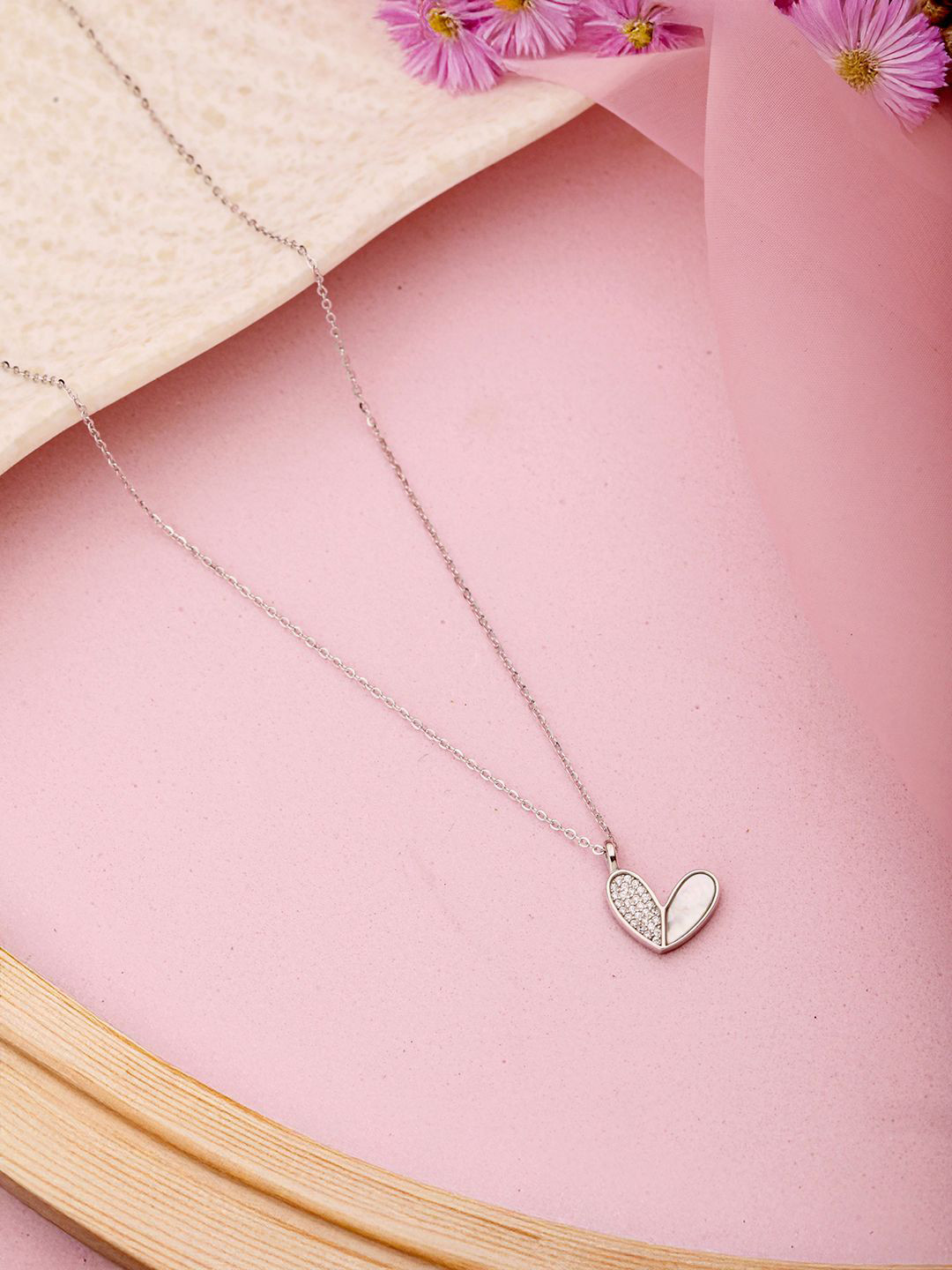 SARAF SILVERETZ 925 Sterling Silver-Plated CZ Studded Butterfly Charms Dainty Chain