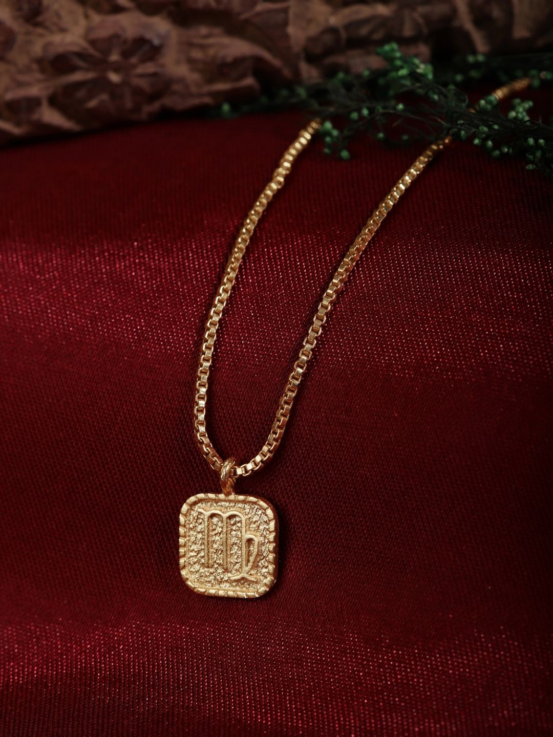 Berserk Gold Plated Virgo Square Pendant with Chain