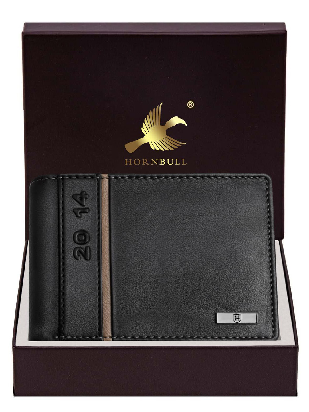 Hornbull Miller Black RFID Protected Genuine Leather Two Fold Wallet
