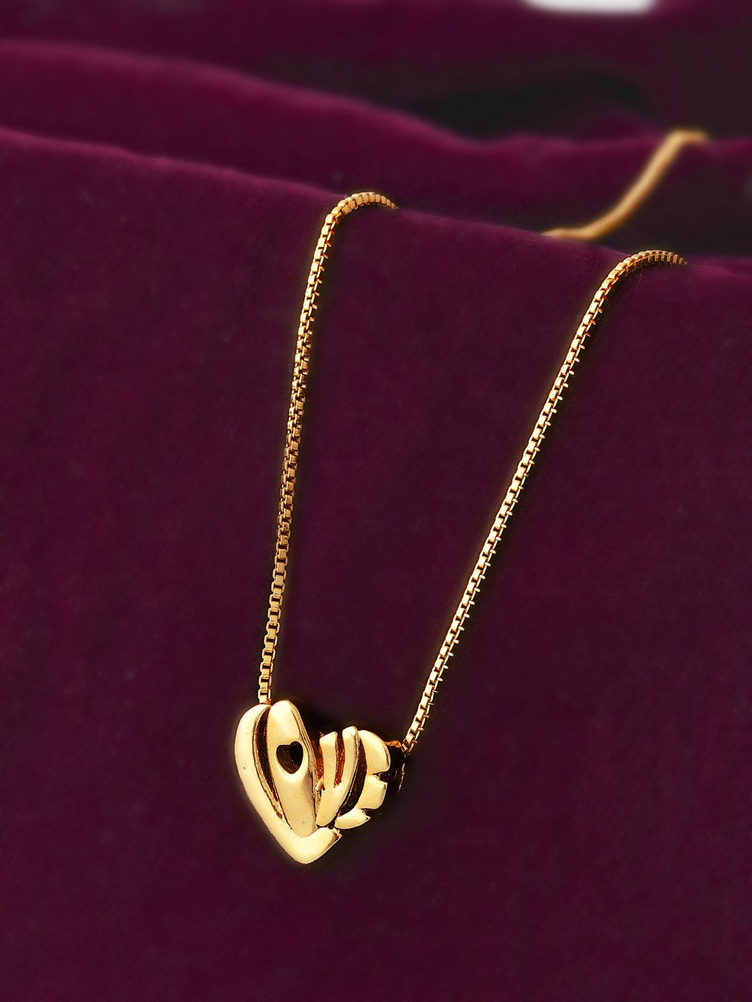 Voylla Gold-Plated Heart Shaped Valentine's Day Heart Of Love Pendant With Chain