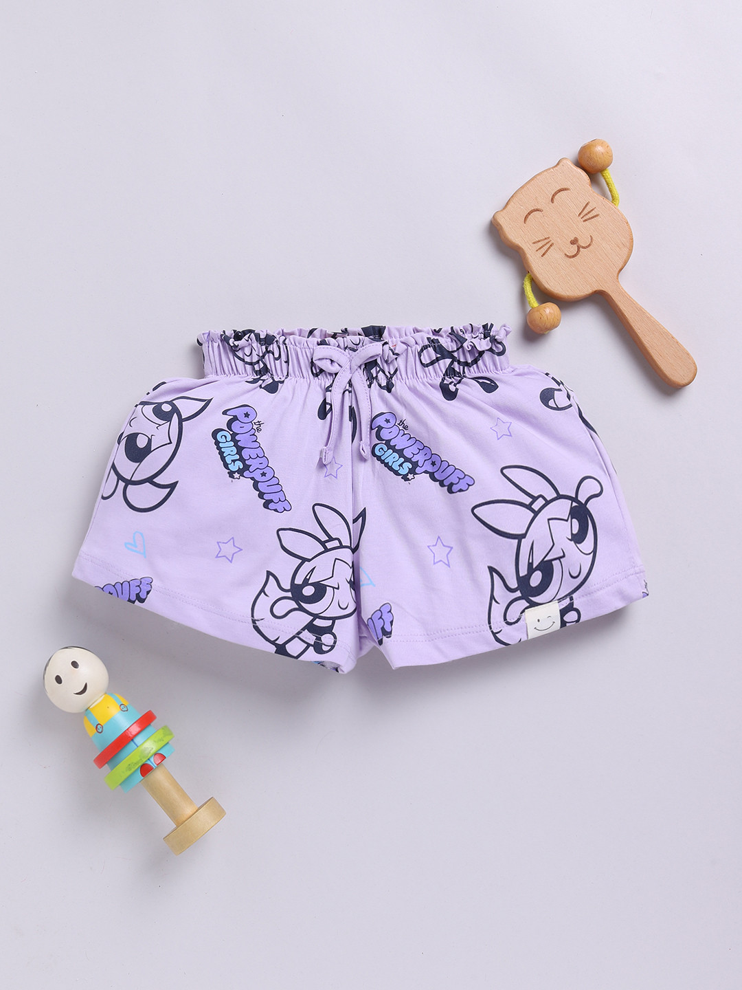 Happy Faces Girls Powerpuff Girls Printed Pure Cotton Shorts