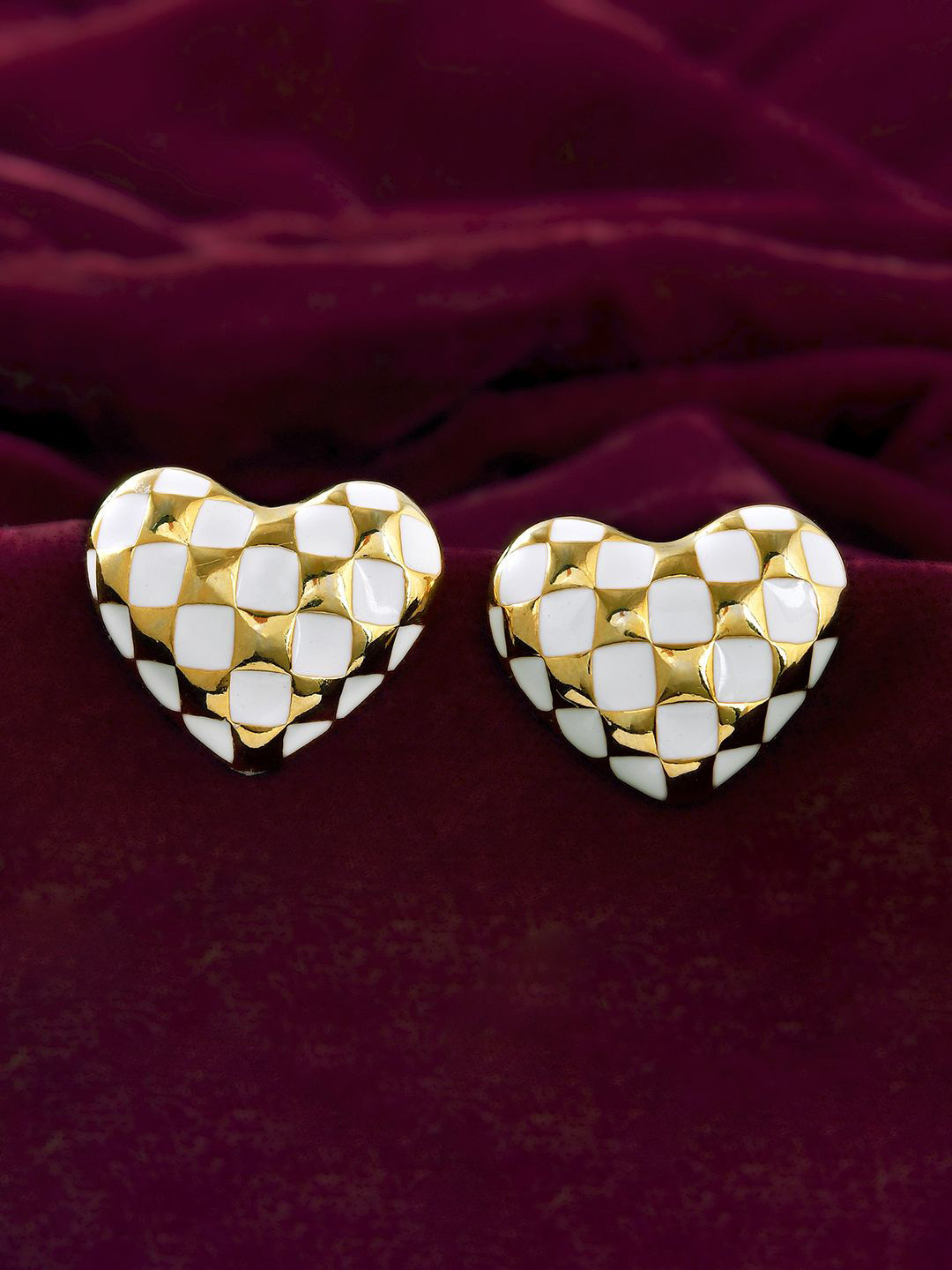 Voylla Trendy Candy Gold-Plated Brass Heart Studs