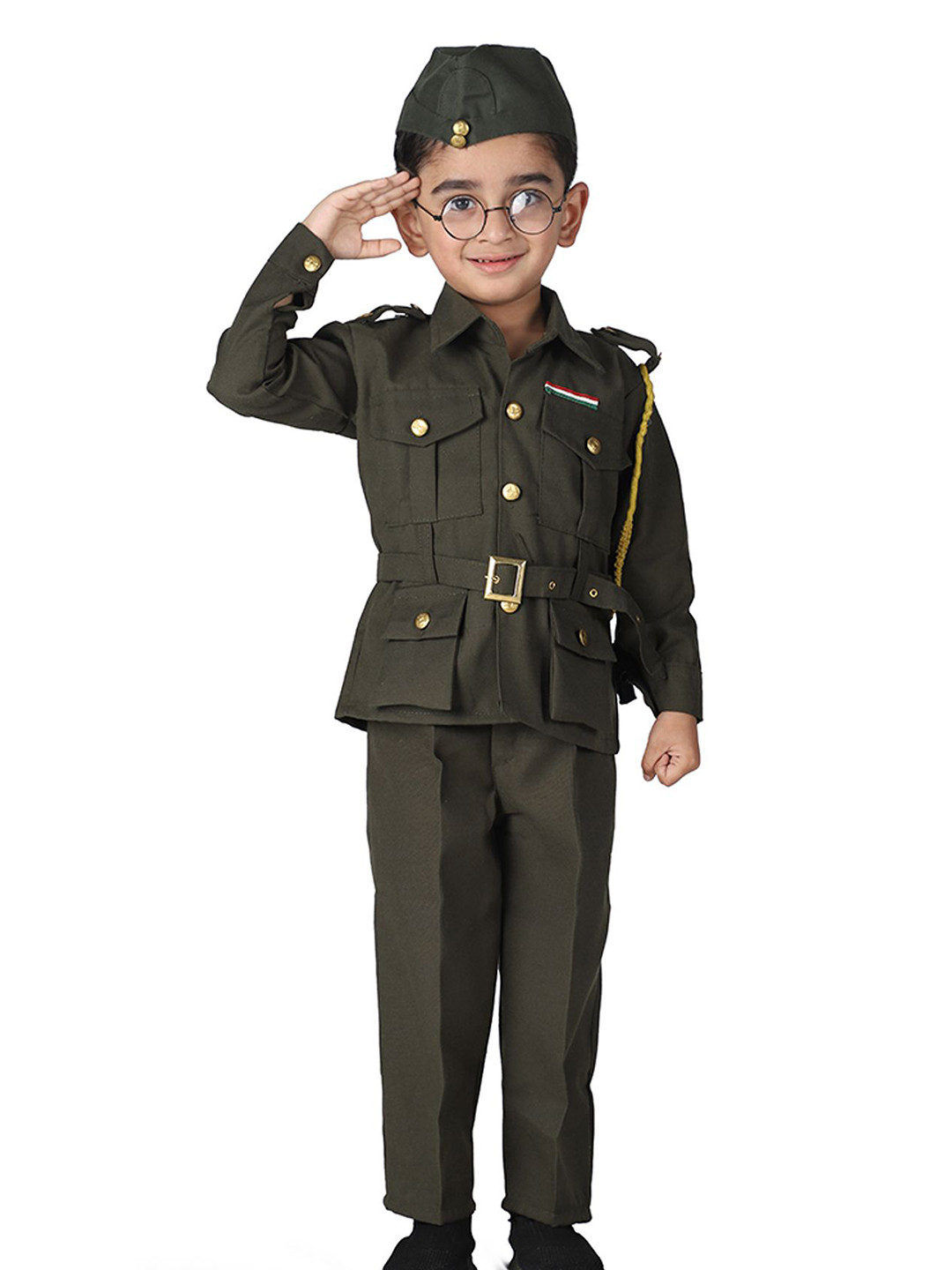 itsmycostume Boys Long Sleeves Pure Cotton Subhash Chandra Bose Costume Set