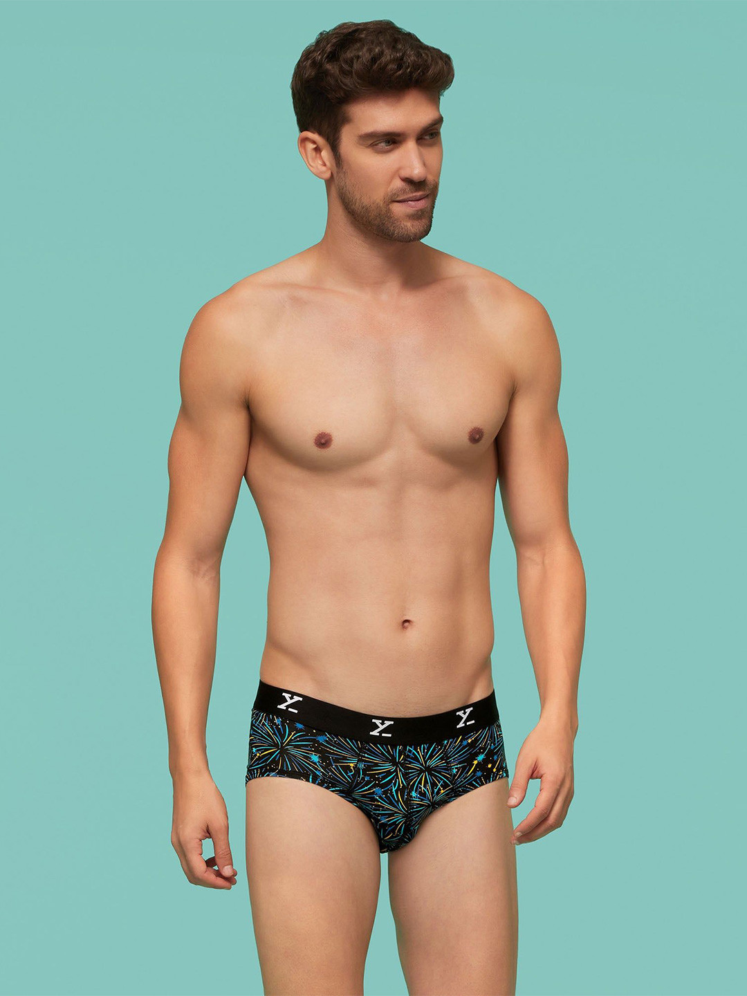 XYXX Men Printed Shuffle Modal Fire Cracker Basic Brief XYBRF83